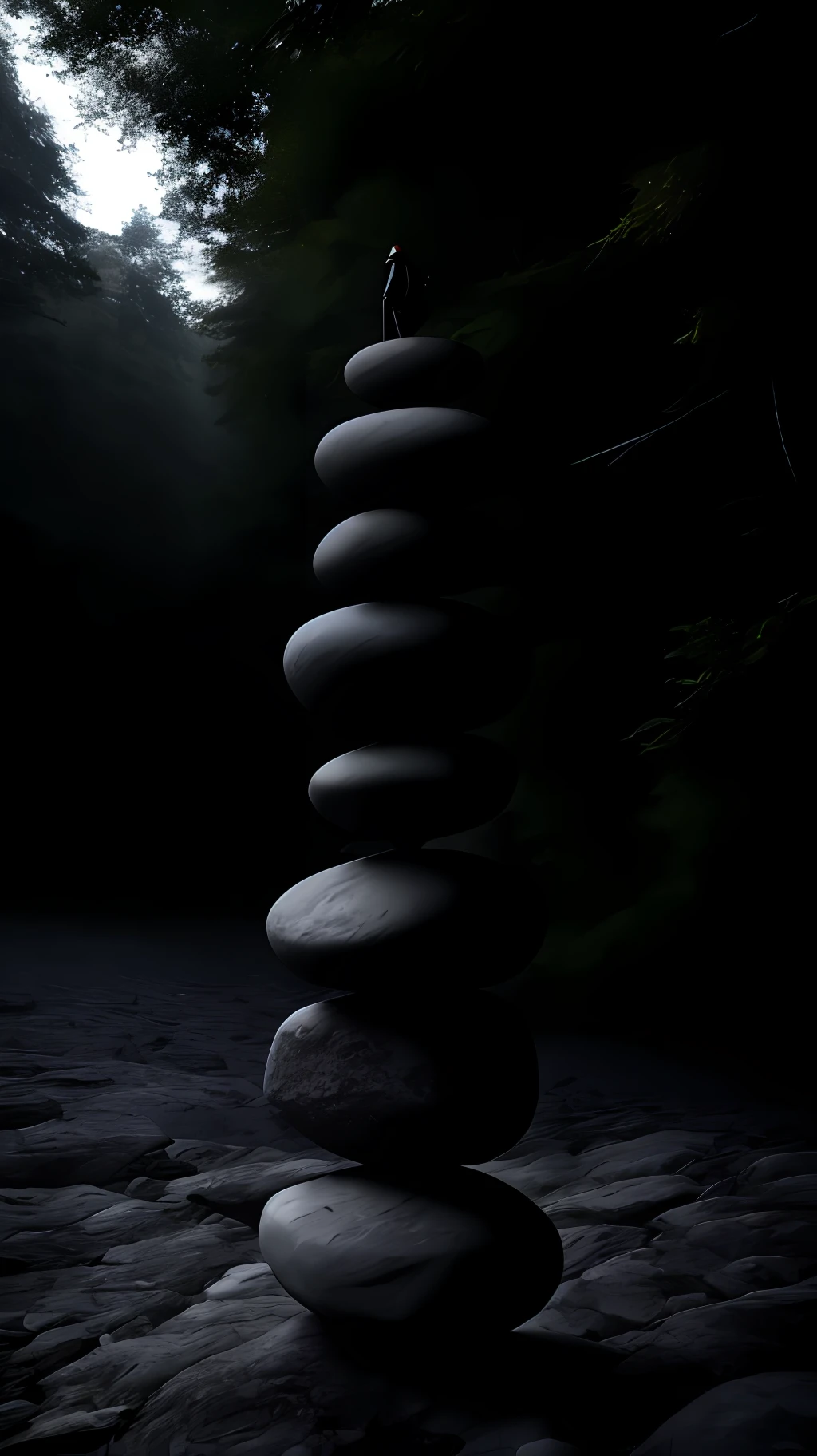 dark theme, rocks balancing