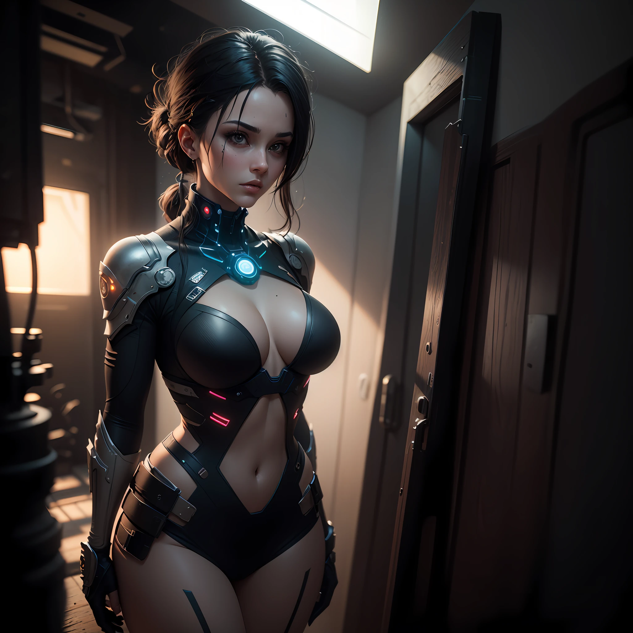 ((Best quality)), ((masterpiece)), (detailed:1.4), 3D, an image of a beautiful cyberpunk female,HDR (High Dynamic Range),Ray Tracing,NVIDIA RTX,Super-Resolution,Unreal 5,Subsurface scattering,PBR Texturing,Post-processing,Anisotropic Filtering,Depth-of-field,Maximum clarity and sharpness,Multi-layered textures,Albedo and Specular maps,Surface shading,Accurate simulation of light-material interaction,Perfect proportions,Octane Render,Two-tone lighting,Wide aperture,Low ISO,White balance,Rule of thirds,8K RAW, --auto