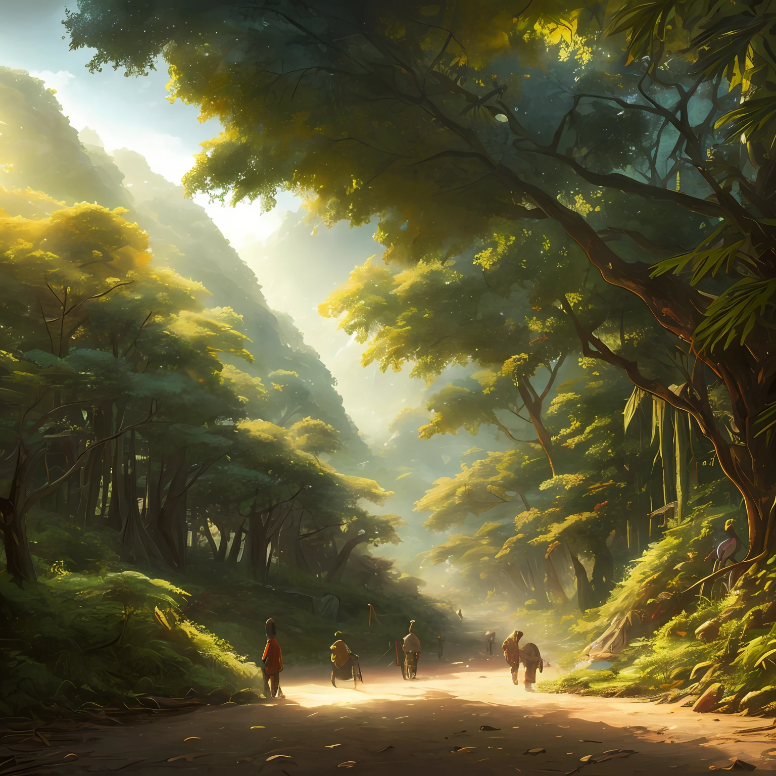 A detailed and intricate digital illustration of a dense jungle full of exotic flora and fauna, with sunlight filtering through the canopy creating a dappled effect. Yoshitaka Amano and Hayao Miyazaki&#39;s style, masterpieces, proportions, details, art station trends, beautiful lighting, realistic, intricate, award winning, 4k, highest quality award winning, 4K digital painting in the style of Yoshitaka Amano. A detailed and intricate depiction of the zombie apocalypse, masterfully capturing the chaos and drama of the scene. Beautiful lighting and cinematic composition make this piece a true masterpiece, trending on artstation --auto