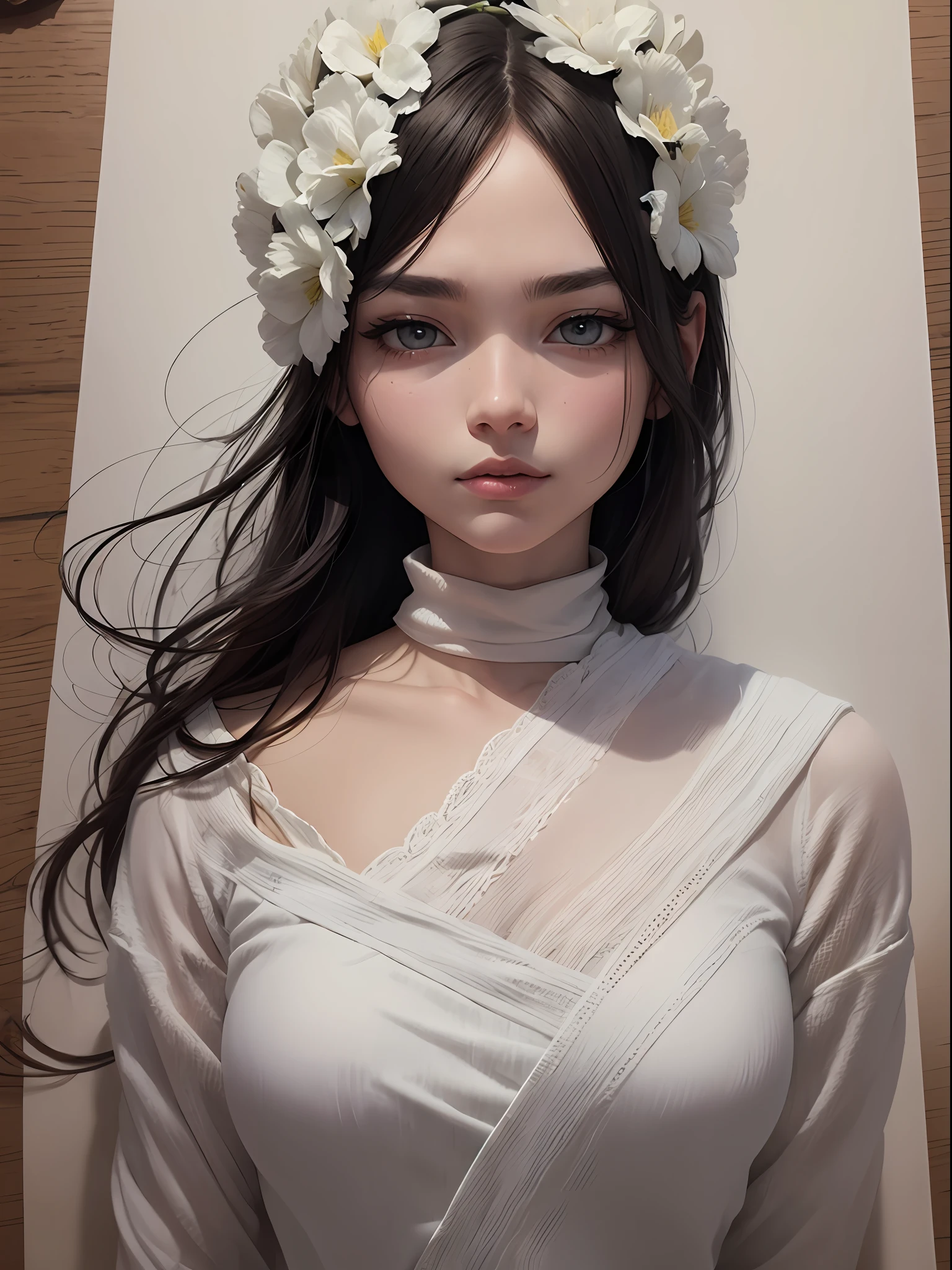 white colors，Ancient wind，White yarn，Eyes are blocked，ink wash style，Master masterpieces，k hd --auto