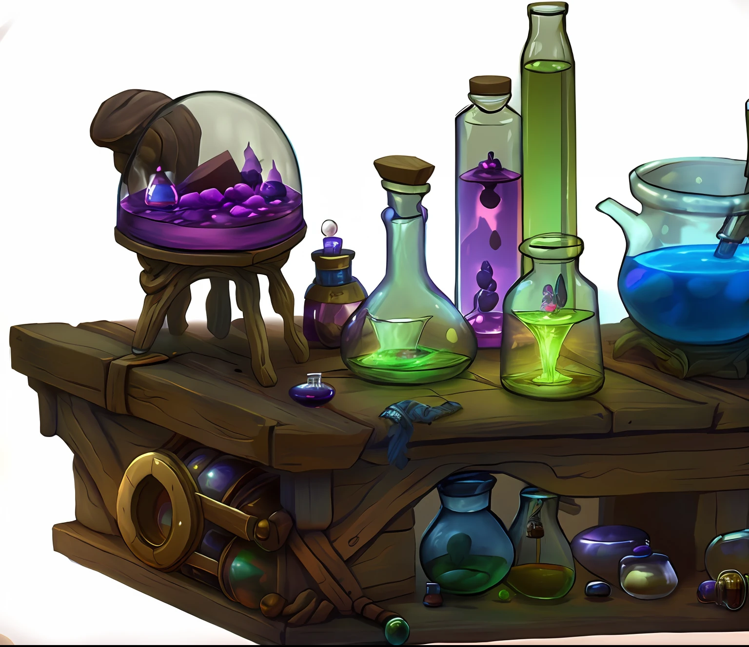 On one table was a pile of potion chemical bottles of different colors, magic lab background, magic laboratory setting, fantasy alchemist laboratory, potion, alchemy laboratory, wizards laboratory, in a potion shoppe, Magic potions, alchemist lab, potion, alchemist bottles, magical potions, alchemist library background, potion belt, alchemical equipment, mysterious laboratory, making a potion