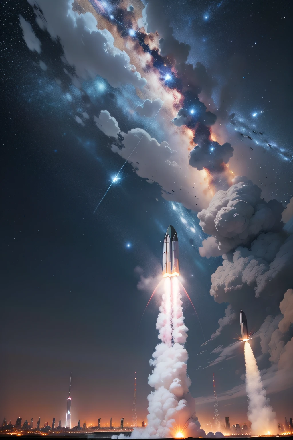 (((anime of rocket launch, colorful clouds, rocket taking off during storm, lightning and rain, vibrant colors))),, best quality, ultra high res, (photorealistic:1.4),, high resolution, detailed, raw photo, sharp re, by lee jeffries nikon d850 film stock photograph 4 kodak portra 400 camera f1.6 lens rich colors hyper realistic lifelike texture dramatic lighting unrealengine trending on artstation cinestill 800,, photorealistic, photo, masterpiece, realistic, realism, photorealism, high contrast, photorealistic digital art trending on Artstation 8k HD high definition detailed realistic, detailed, skin texture, hyper detailed, realistic skin texture, armature