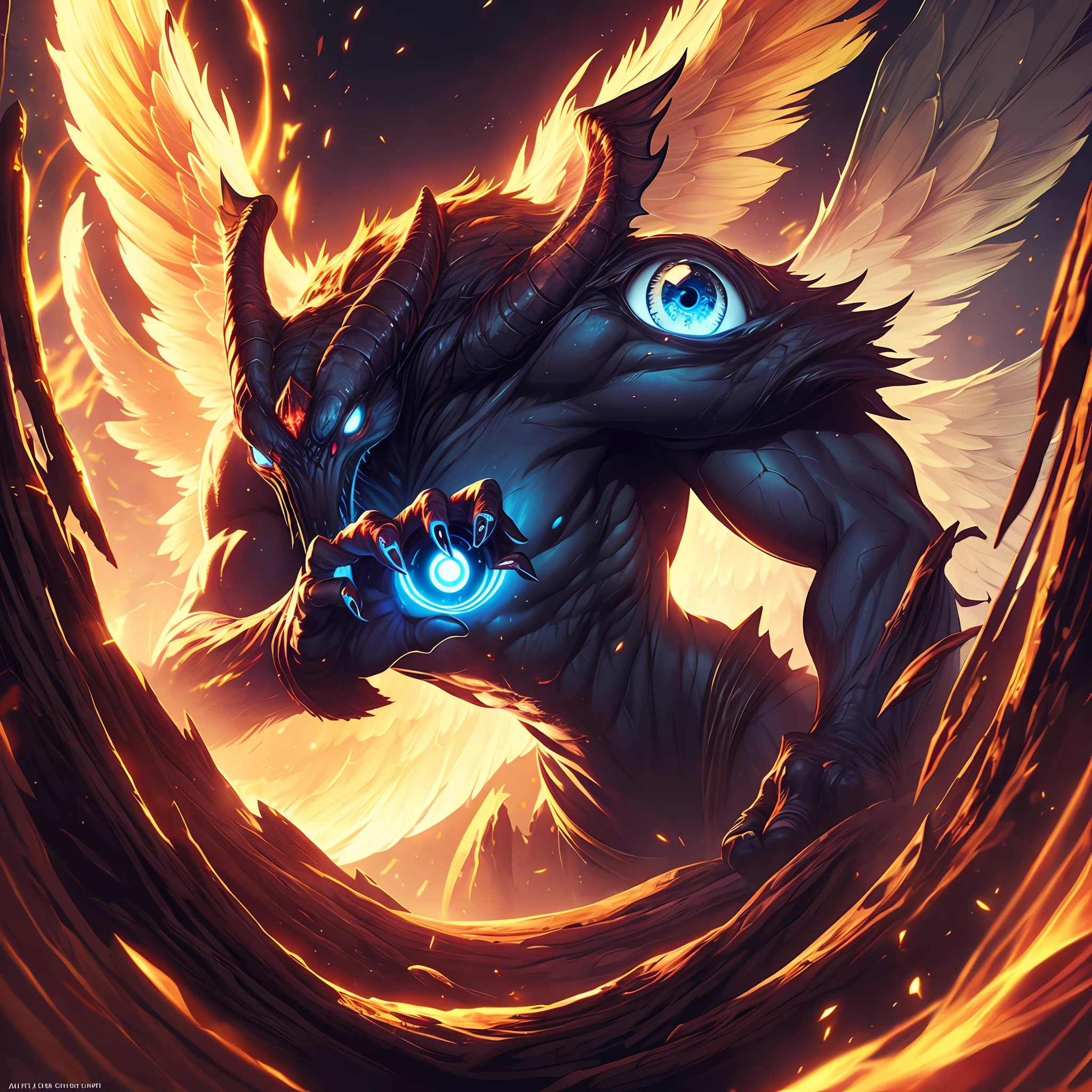 A giant Creature consisting of eyes, rings and having a pair of wings;. --auto