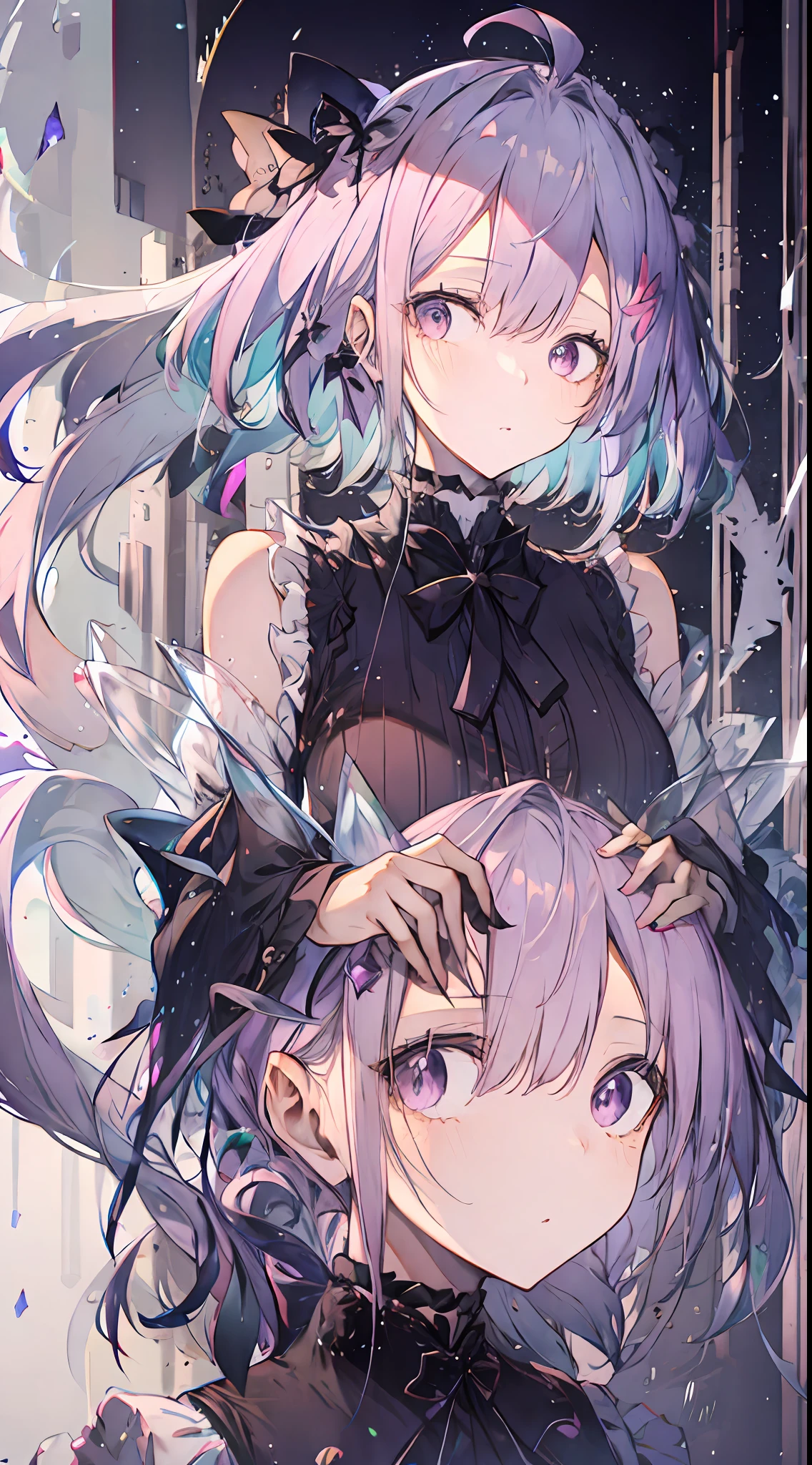 Light purple hair White eyes Walking in the Rain Close to face