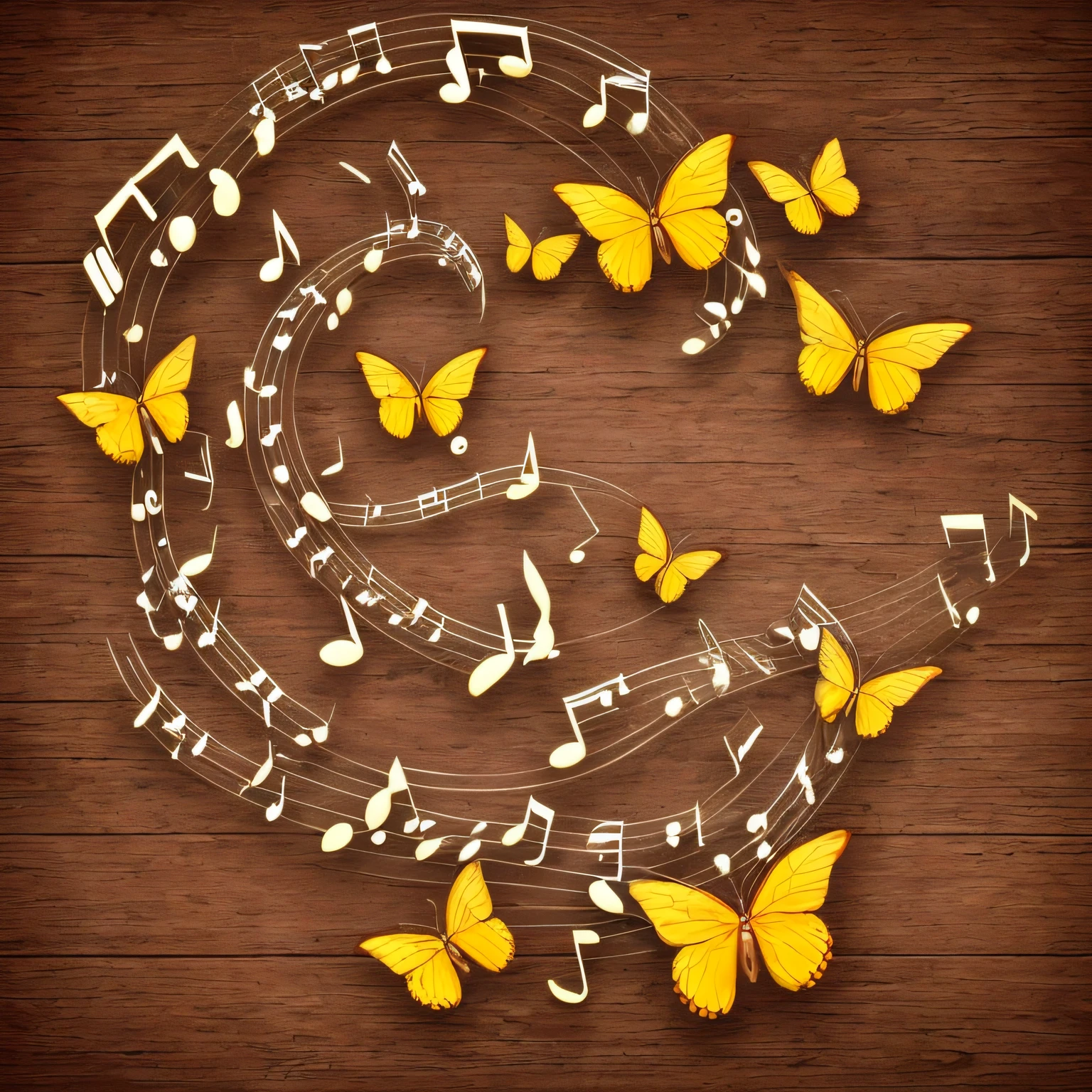 butterflys，musical note，flowy，flowing --auto