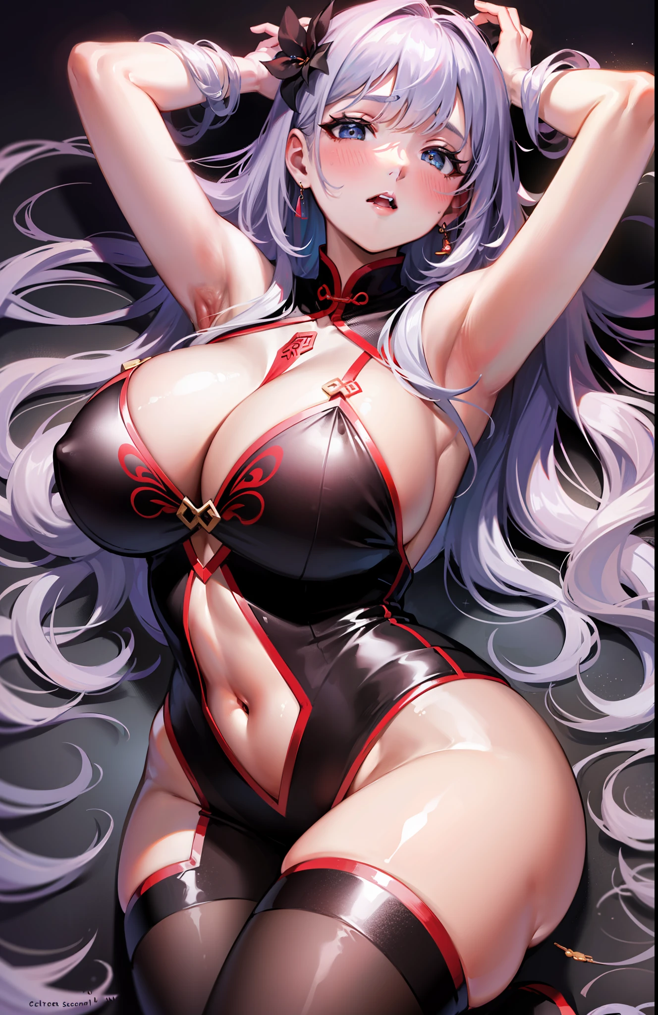 huge tit(plumw),Sateen,Need,Beautuful Women,on cheongsam,anime big breast,Be red in the face,Tear up clothes,perspire,There is a white liquid on the body,Crawling on the ground,whaite hair,