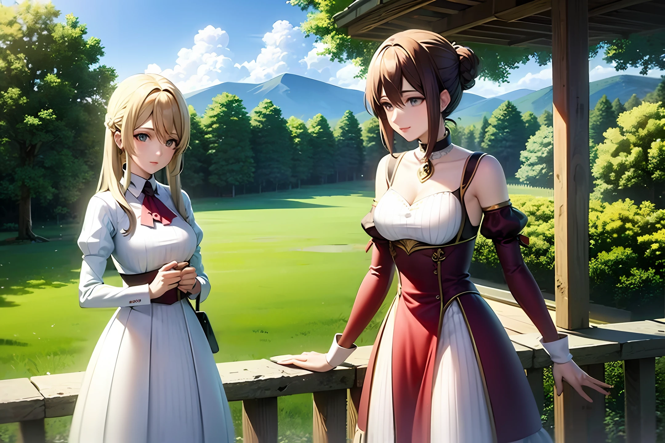 scenecy,mont,Eau,and the sun was shining brightly