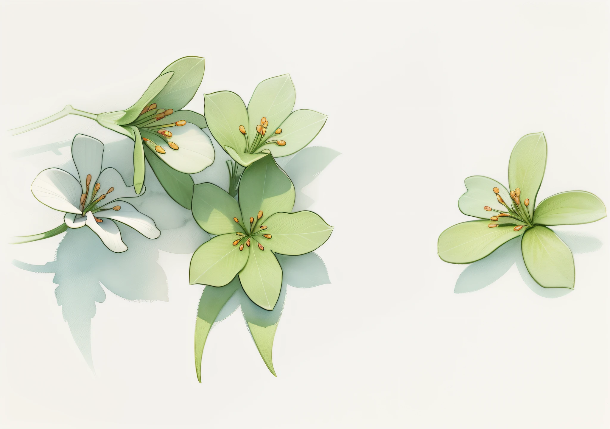 Line drawings are colored，White oil paulownia flower，WaterColor style，Clean background --auto