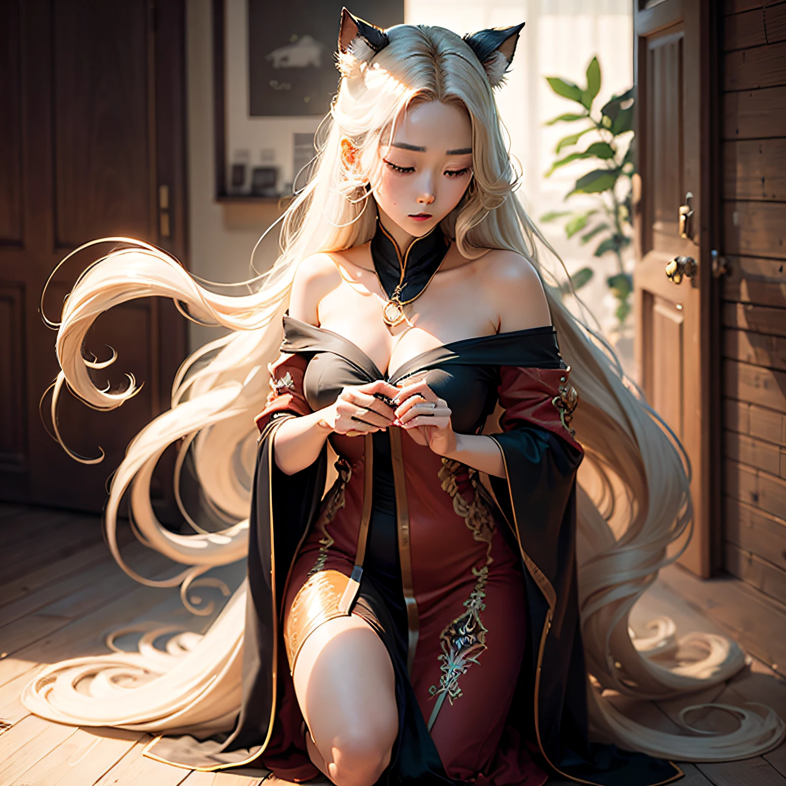 Long flowing hair、 --auto
