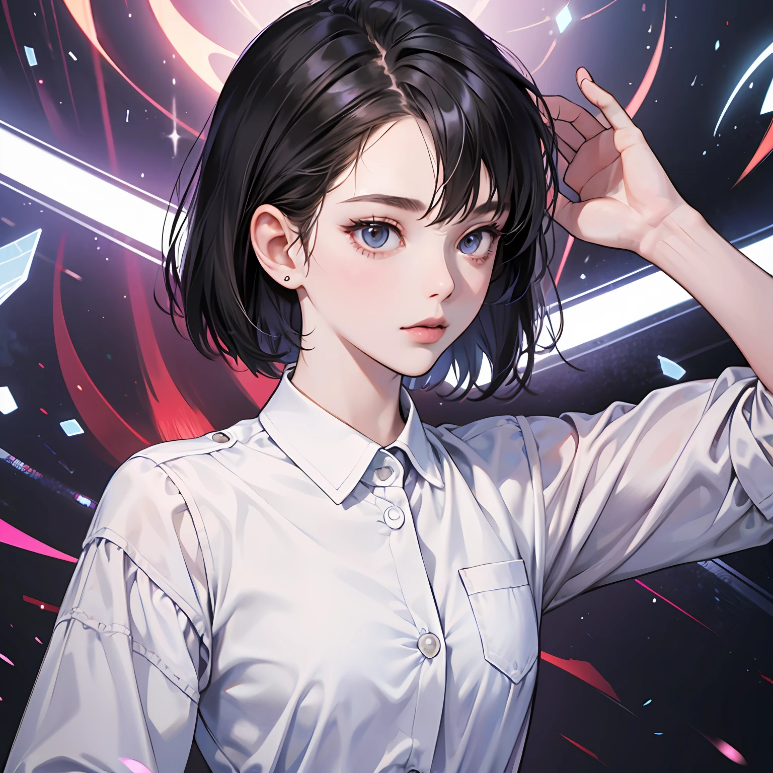 schoolgirls,white skinned,whaite hair,short detailed hair,hyper HD --auto