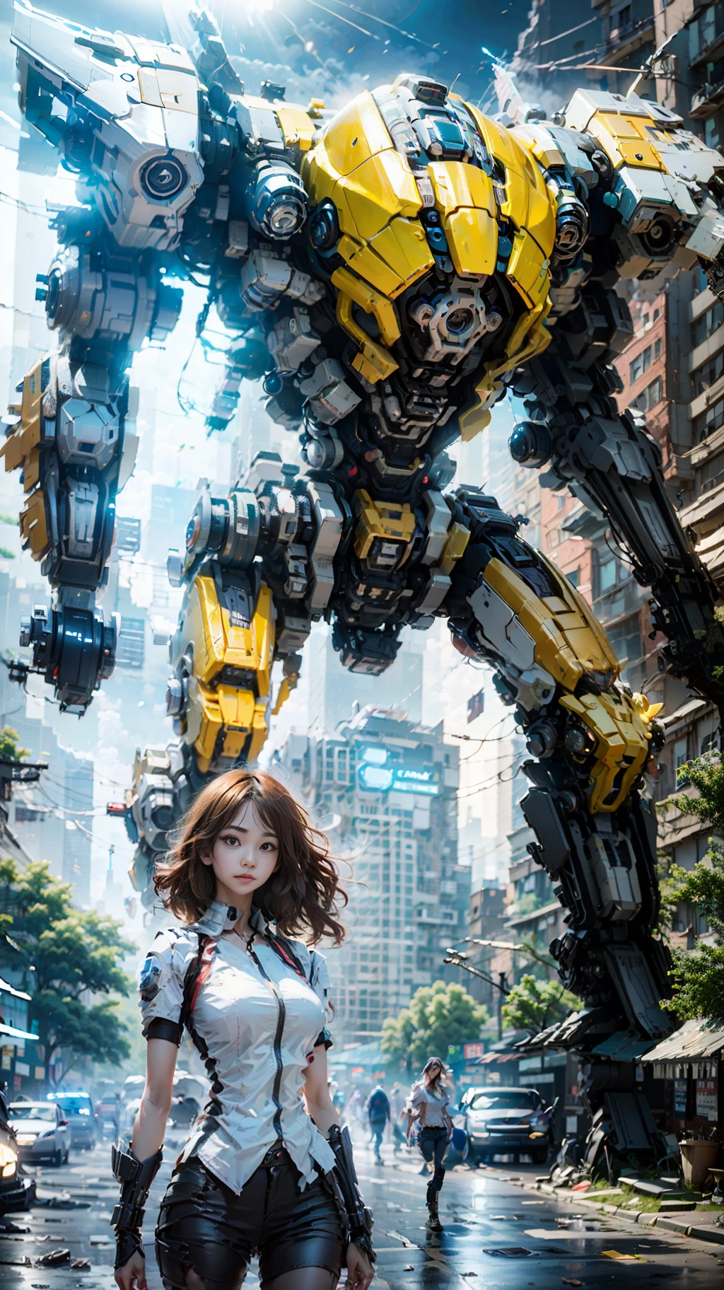 ((Best quality)), ((masterpiece)), (highly detailed:1.3), 3D,Shitu-mecha, beautiful cyberpunk women with her mecha in the ruins of city from a forgoten war, ancient technology,HDR (High Dynamic Range),Ray Tracing,NVIDIA RTX,Super-Resolution,Unreal 5,Subsurface tering,PBR Texturing,Post-processing,Anisotropic Filtering,Depth-of-field,Maximum clarity and sharpness,Multi-layered textures,Albedo and Specular maps,Surface shading,Accurate simulation of light-material intefect proportions,Octane Render,Two-tone lighting,Low ISO,White balance,Rule of thirds,Wide aperature,8K RAW,Efficient Sub-Pixel,sub-pixel convolution,luminescent particles,light scattering,Tyndeffect