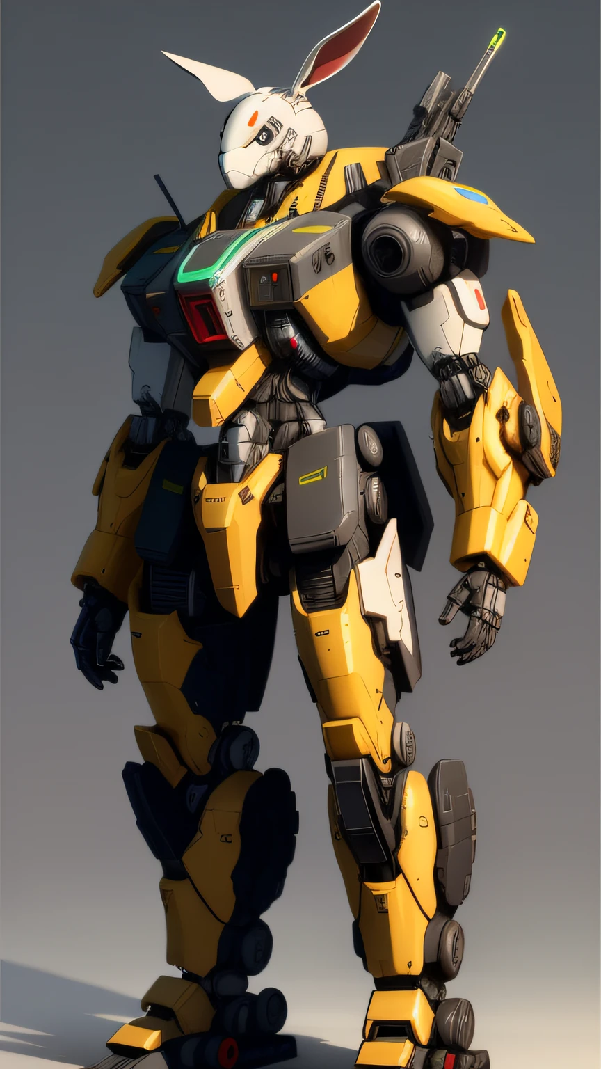 Close-up of a robot with a white body and red eyes, Mecha suit, full body mecha suit, Mech suit, Full body mecha, painterly humanoid mecha, mech robot futuristic, Mecha Inspiration, Humanoid mech, mega humanoid mech, Yellow mech, mech body, Concept robot, Rabbit mech,Mecha armor, hard surface 3 d