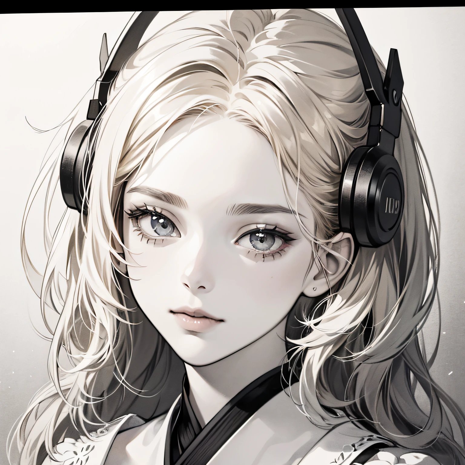 portraitures, 1girl, Surprisingly attractive, The upper part of the body, sface focus, ighly detailed, top-quality, masterpiece
Yoimiya \(GenshinImpact\), blondehair, (monochromes:1.2), grayscales, Graphite \(midiam\), drawing、Photo Real, 8K --auto