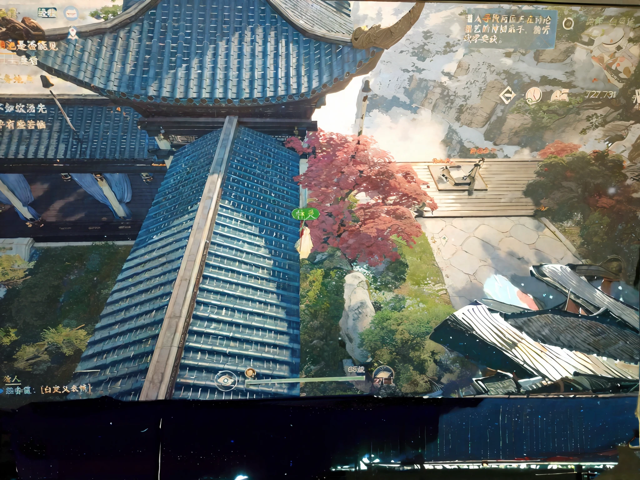 Someone is on the street，Complete the eaves