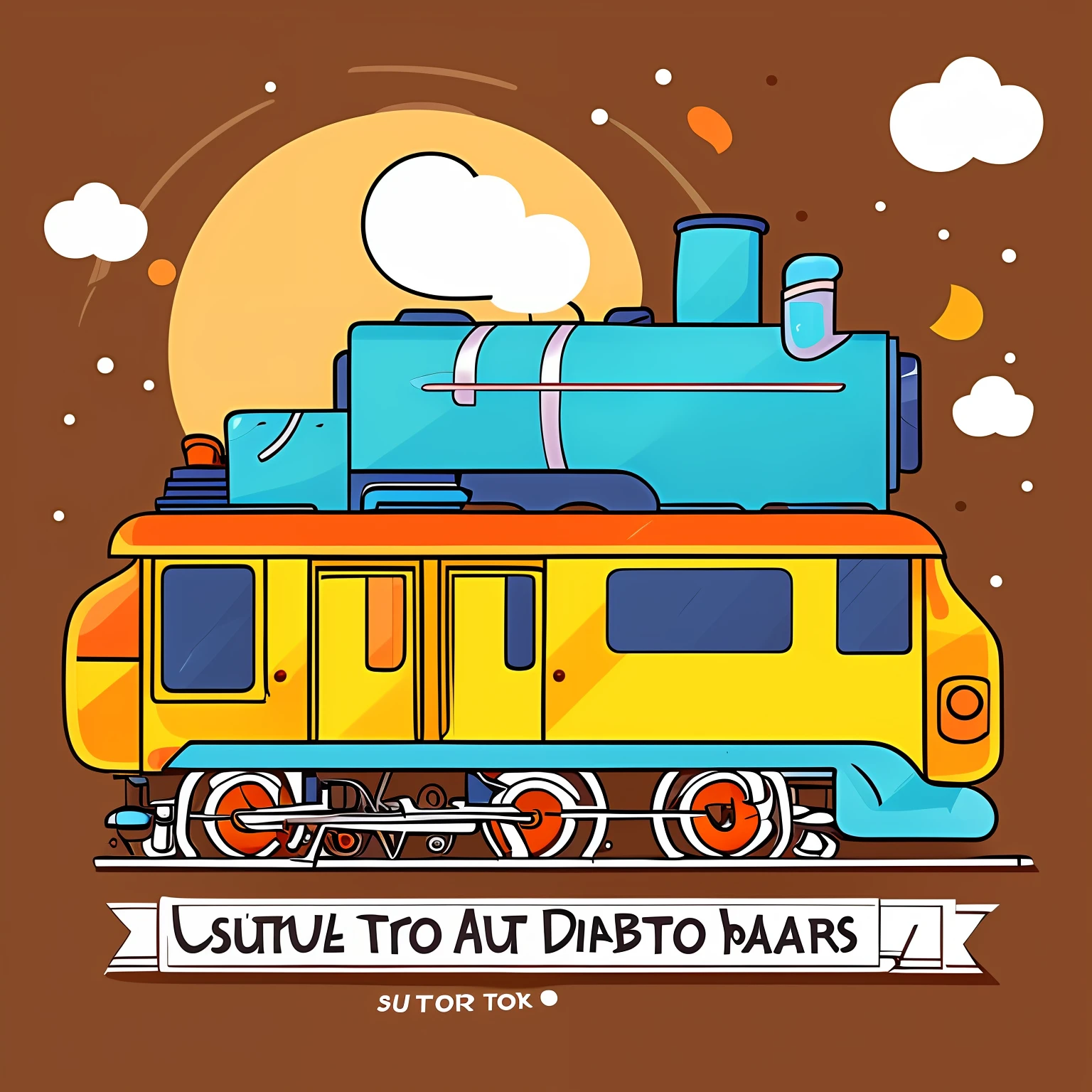 cartoon image design with a train and rabbits, vector art by Chizuko Yoshida, shutterstock, mingei, cute cartoon style, cuddly、CARTOON, Hand drawn cartoon art style, cartoonish vector style, cartoon artstyle, japanese cartoon style, simple cartoon style, animation cel for anime movie, cartoonish graphic style, cartoonish cute, cute cartoon character --auto