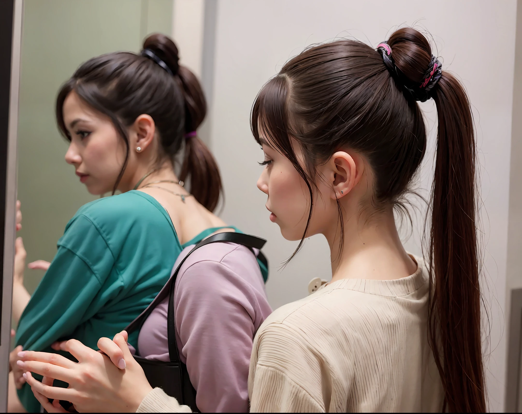 double ponytail woman