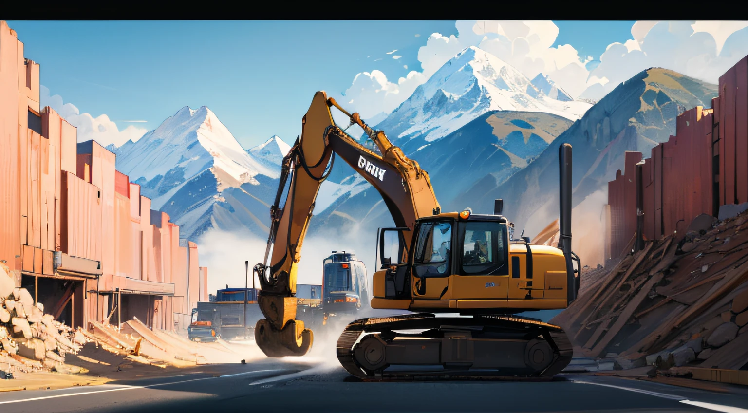 Best quality at best、Construction machinery、alien planet、build、城市、highways、mountain ranges --auto
