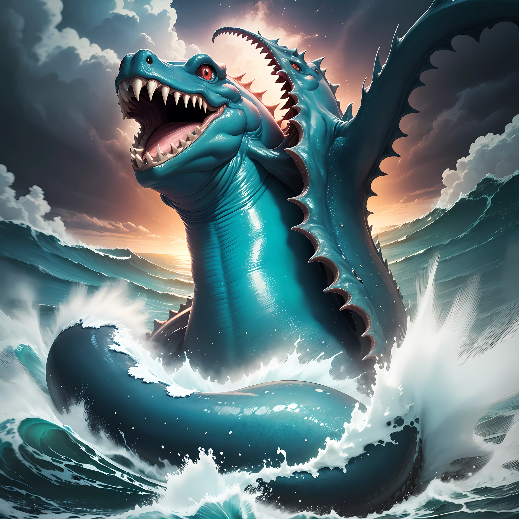 (k hd, sea monster, swirles:1.2),red color eyes,Capsized,storming,Strangling attacks --auto
