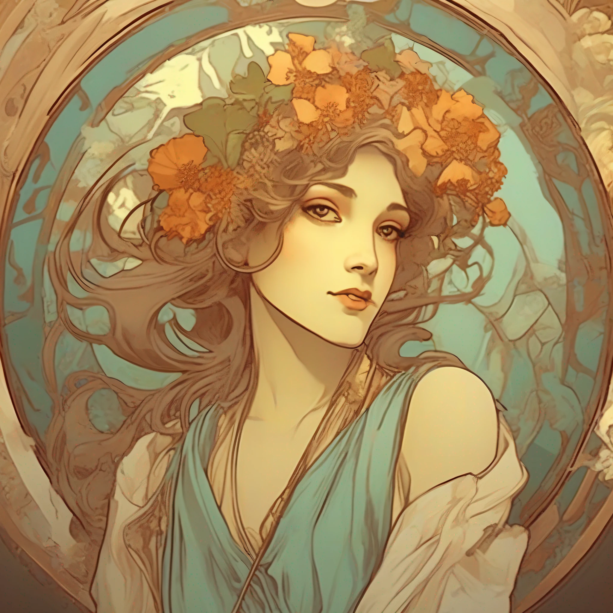 Girl in Alphonse Mucha style --auto