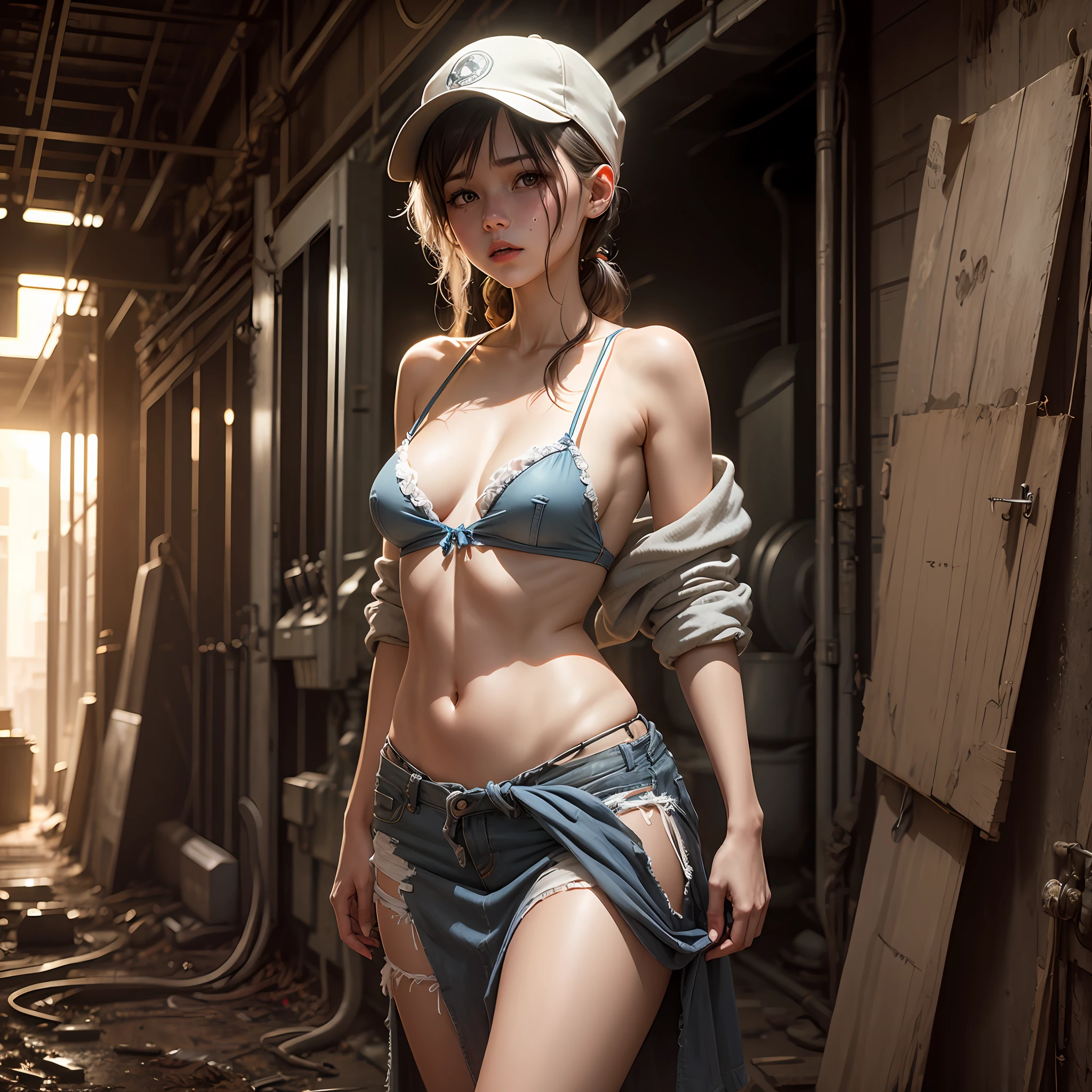 Dirty Factory Girl wearing rags --auto