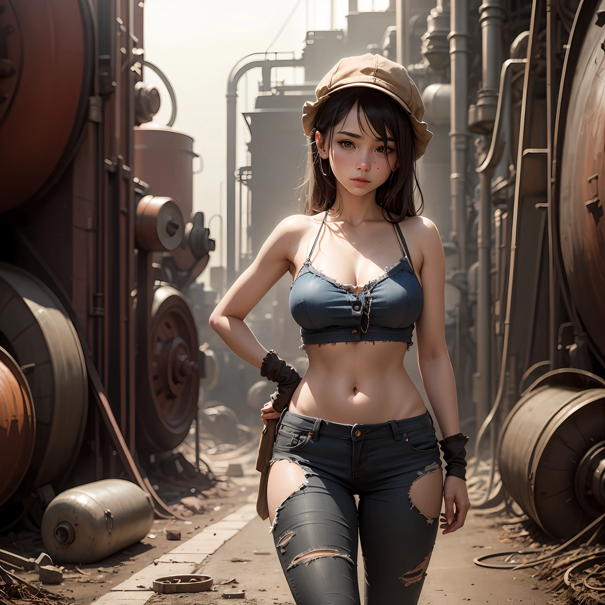 Dirty Factory Girl wearing rags --auto