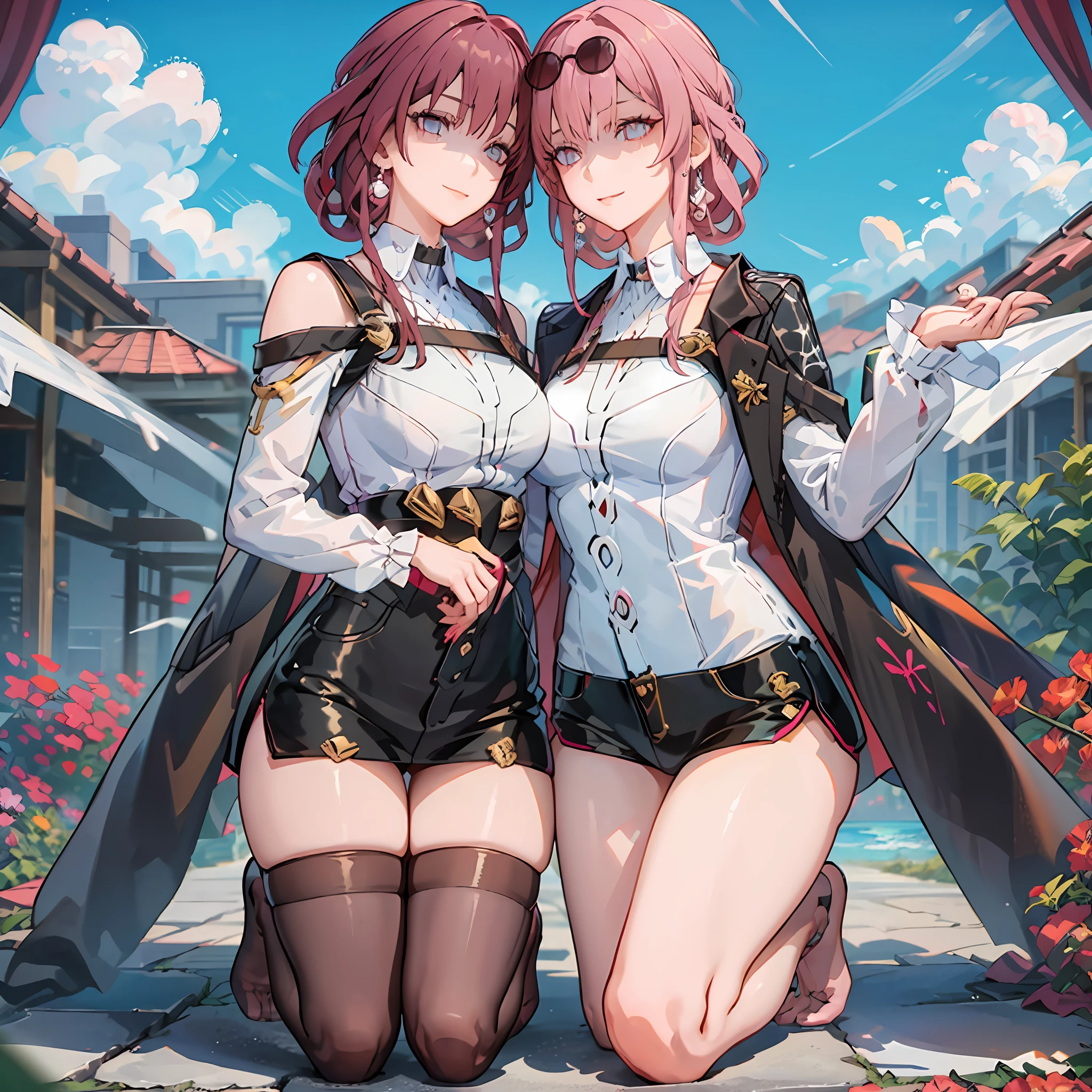 Best quality at best,tmasterpiece,(Fidelity:1.2),1 girl,brown hair,with brown eye,frontage,A detailed face,beautidful eyes,Color diffuse,footsteps,seductiv,succubi ,Incredible breasts,Fleshy legs,Thin stockings,cute big breasts,Bumps