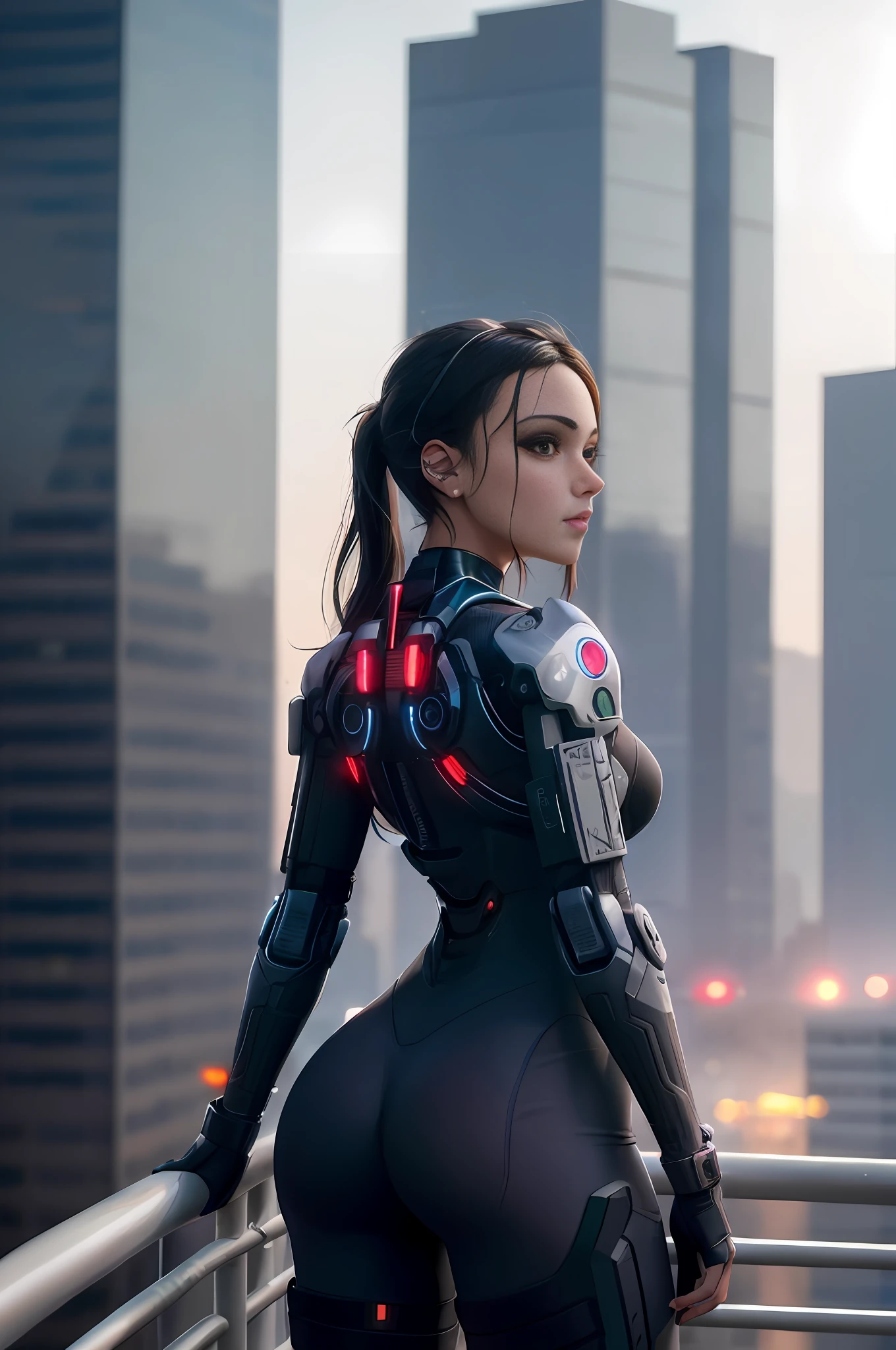 Arafed Mujer afroamericana con un traje futurista de pie en un puente, girl in mecha cyber armor, Chica cyborg, Hermosa chica cyborg, linda chica cyborg, cyberpunk 2 0 y. o Chica modelo, Joven Cyborg, Cyborg - Chica, cyborg hembra, sci-fi female, Diferentes cibertrajes, Cibertraje, Estilo cyberpunk hiperrealista, Cyberpunk hermosa chica