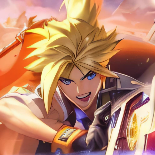 a close up of a person holding a nintendo wii game controller, Ezreal (League of Legends, Guilty Gear strives to splash art, wild rift, fighting game character, Avatar image, vanillaware artwork, Artgerm style, key art, Extremely detailed Artgerm, guilty gear art style, Thertrevkaiser, epic legends game icon, heroengine,(masterpiece, top quality, best quality),pixel