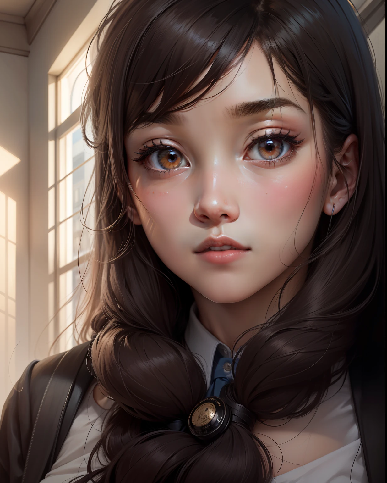 with a round face,delicated,Real Human,jk,female high-school student, --auto