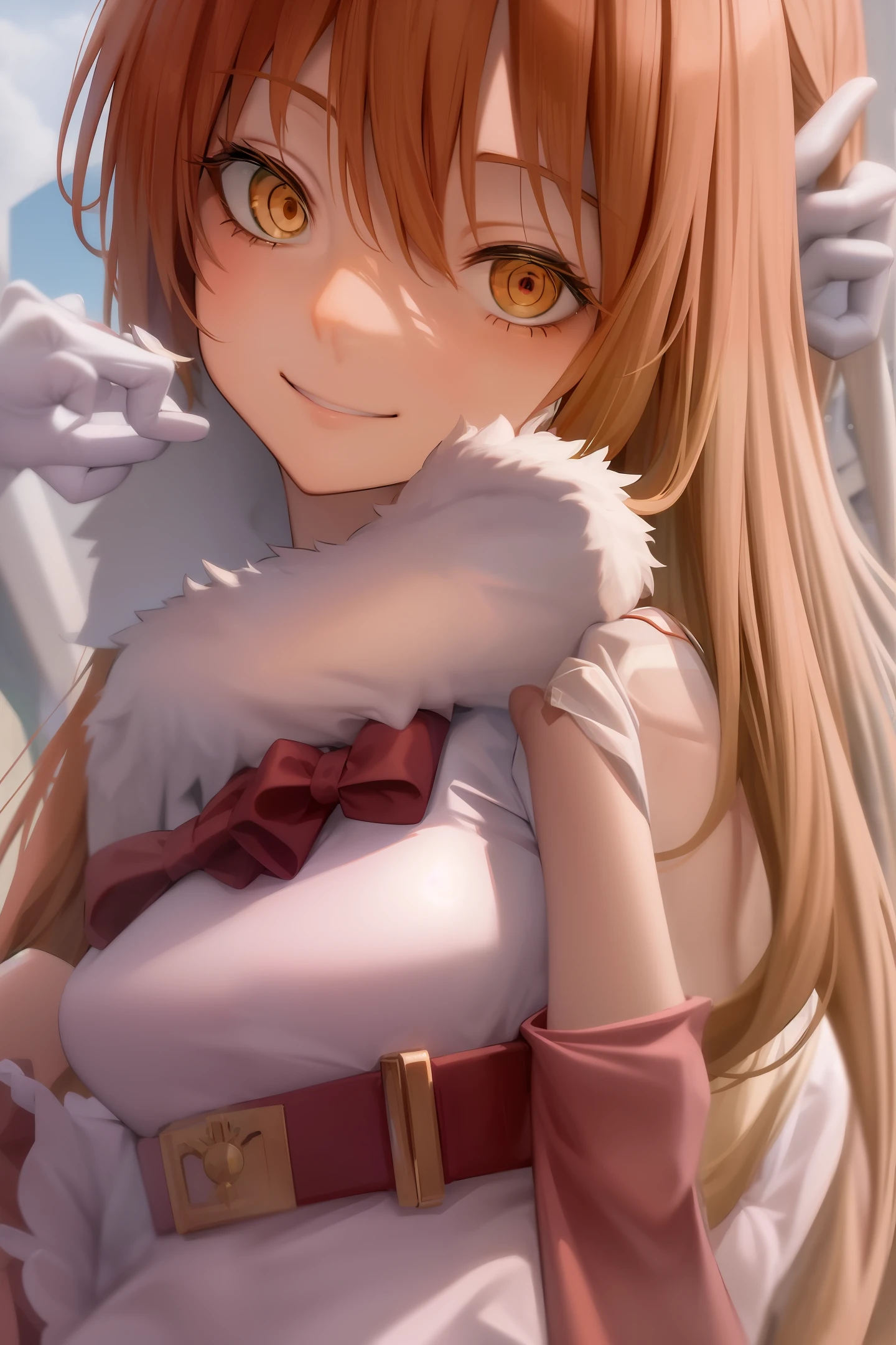 Hatsune Miku turned his head and smiled