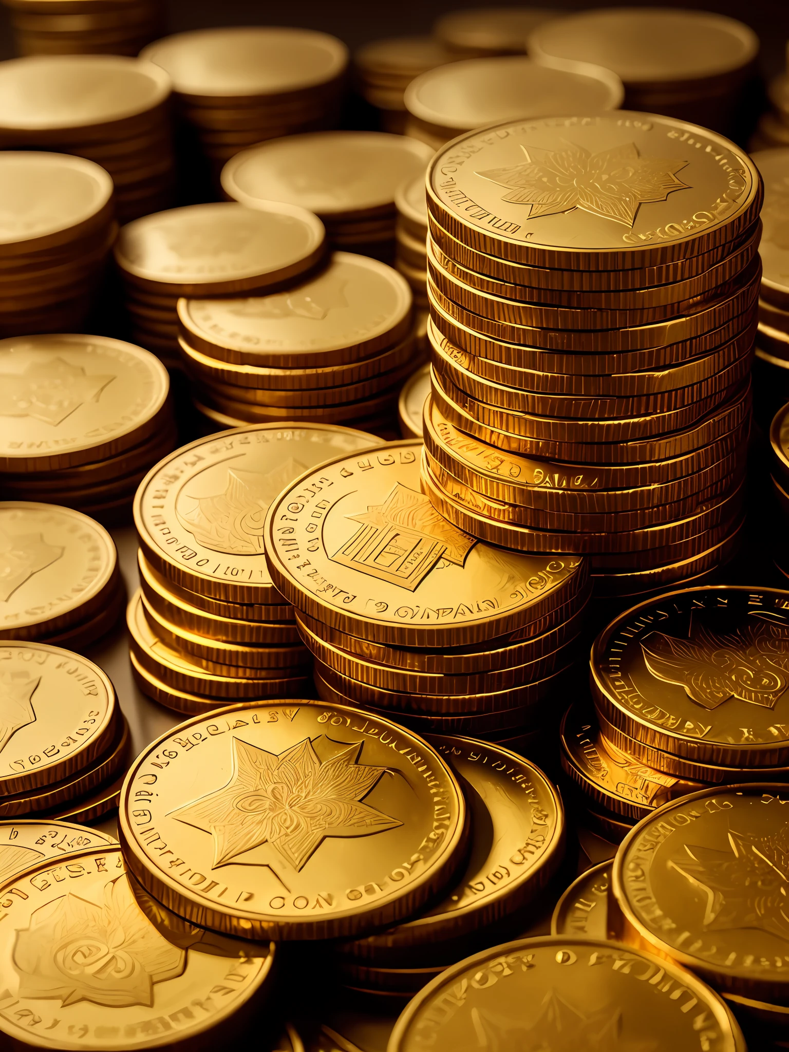 stacks of gold coins, (masterpiece, top quality, official art, beautiful and aesthetic:1.2), Game ICON, masterpieces, HD Transparent background, Blender cycle, Volume light, No human, objectification, fantasy, Negative prompt, best quality,