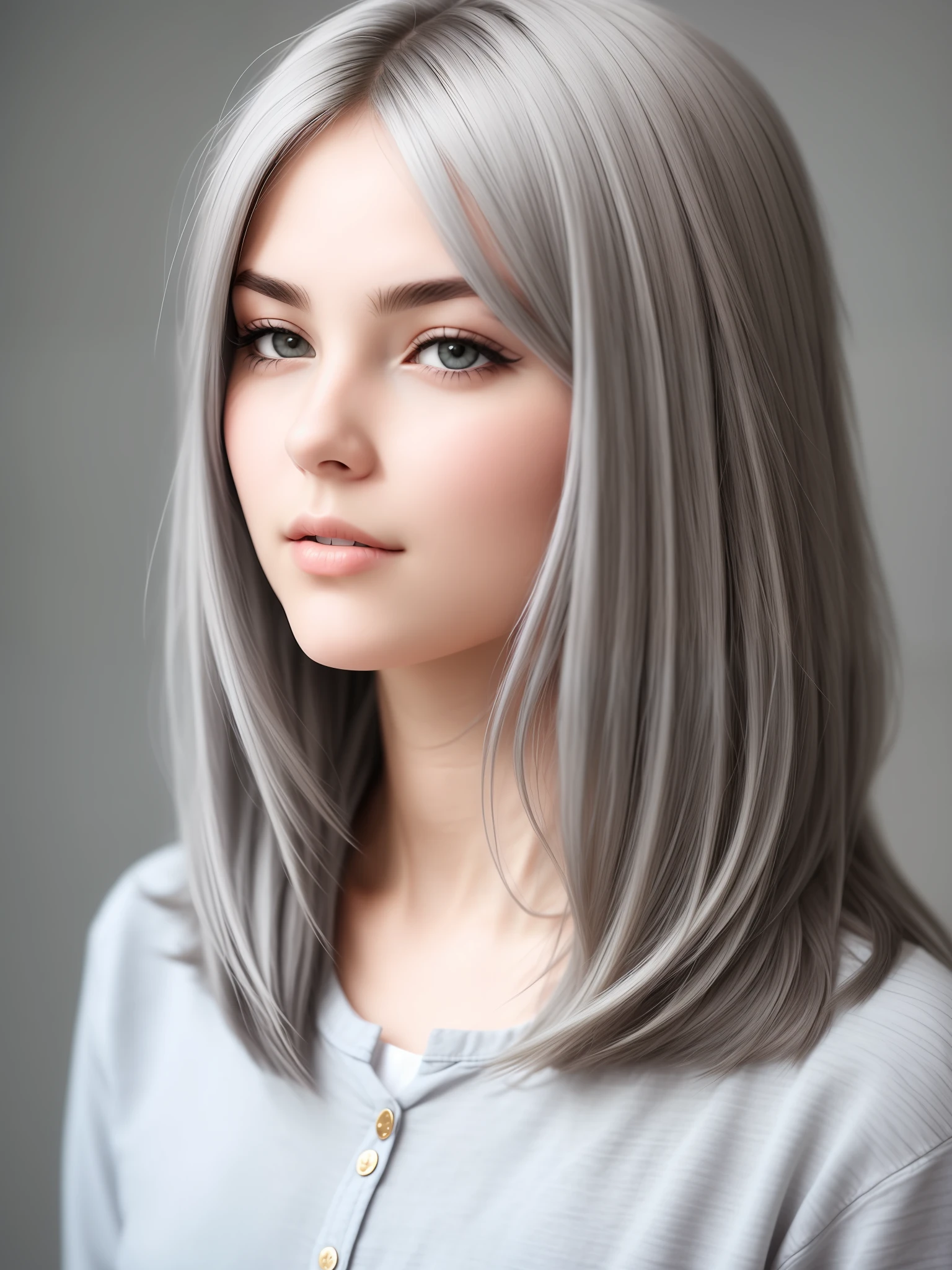 Girl with gray hair