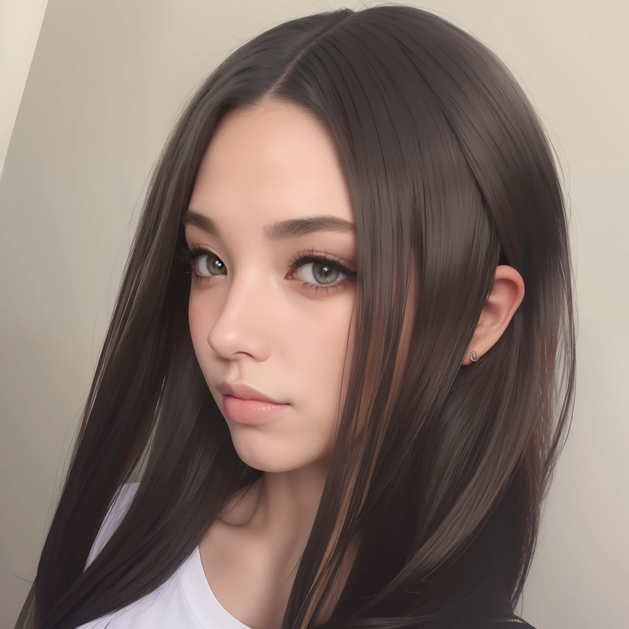 Female long hair handsome head up