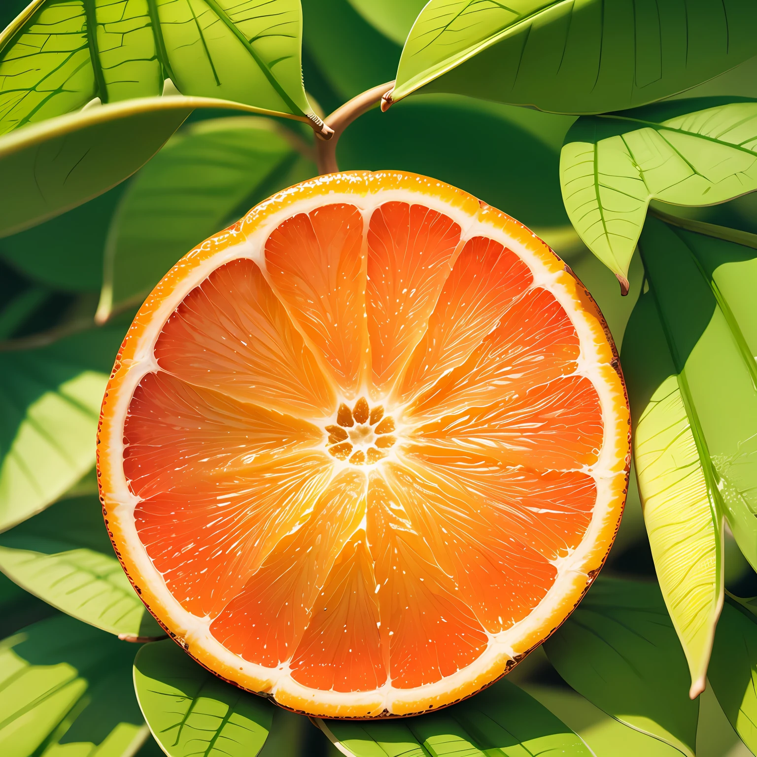 Use as an avatar，orange，There is sunlight in the background，The surface of the orange is moist，There are two leaves on the orange --auto