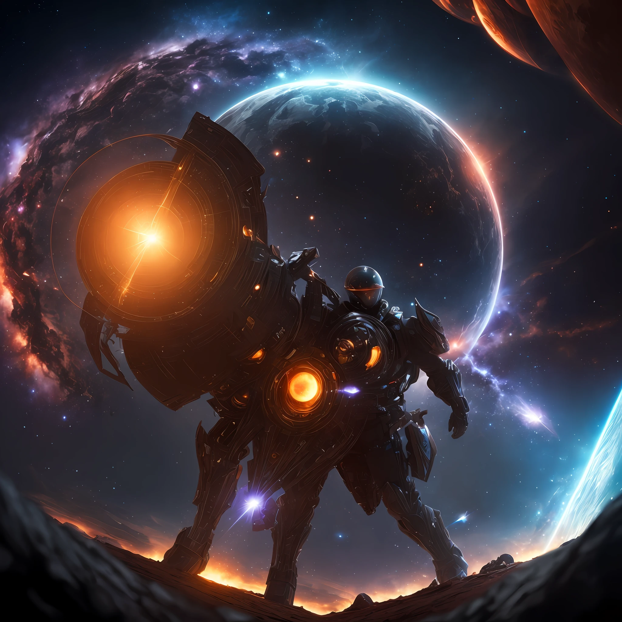 The intersection of galactic entities and cosmic entities，Cinematic lighting effects，Three-dimensional feeling，sci-fy，tmasterpiece，超高分辨率，awardwinning --auto