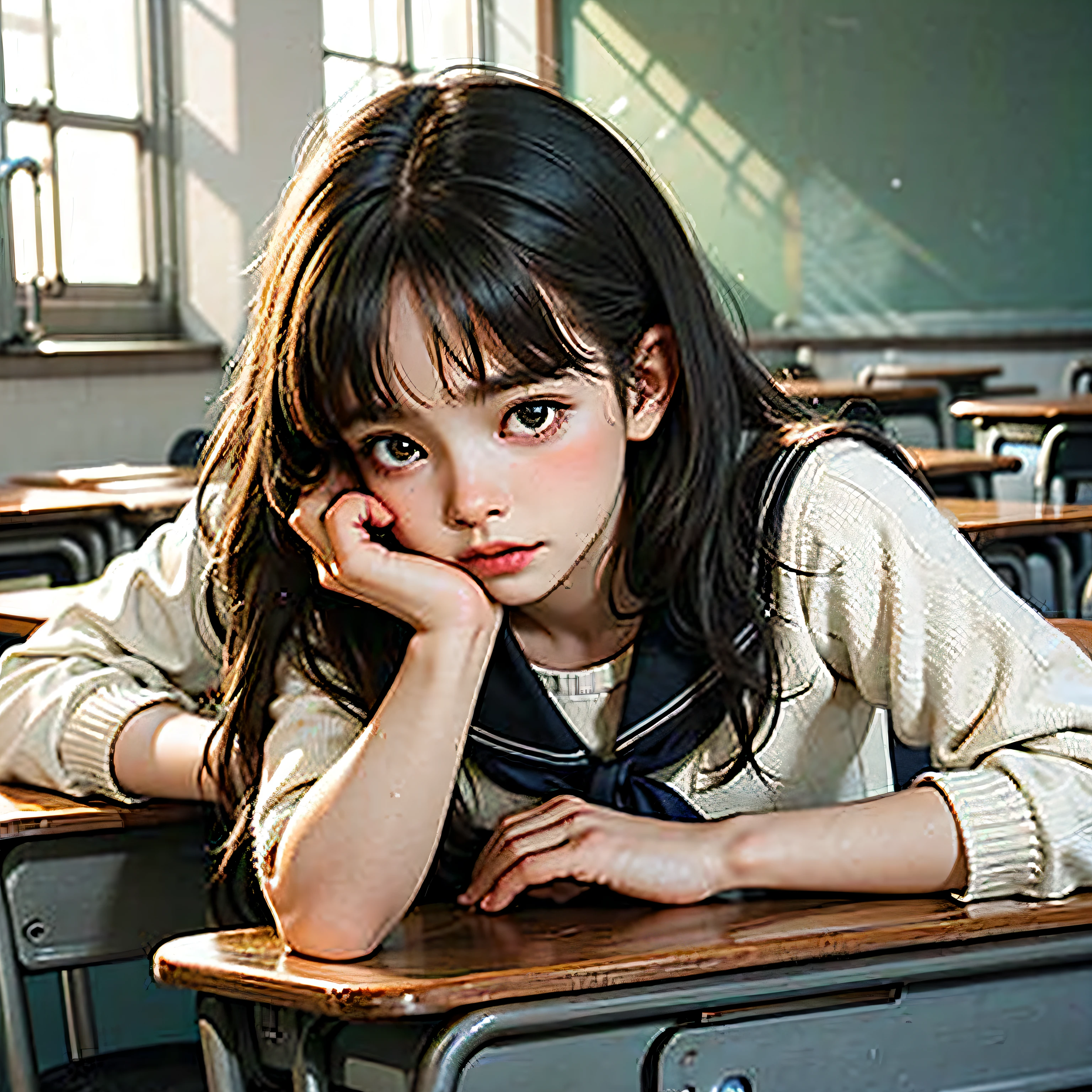 youthfulness，school ground，‎Classroom，Students，，In class，The boy looks at the beloved girl obsessively，quadratic element --auto