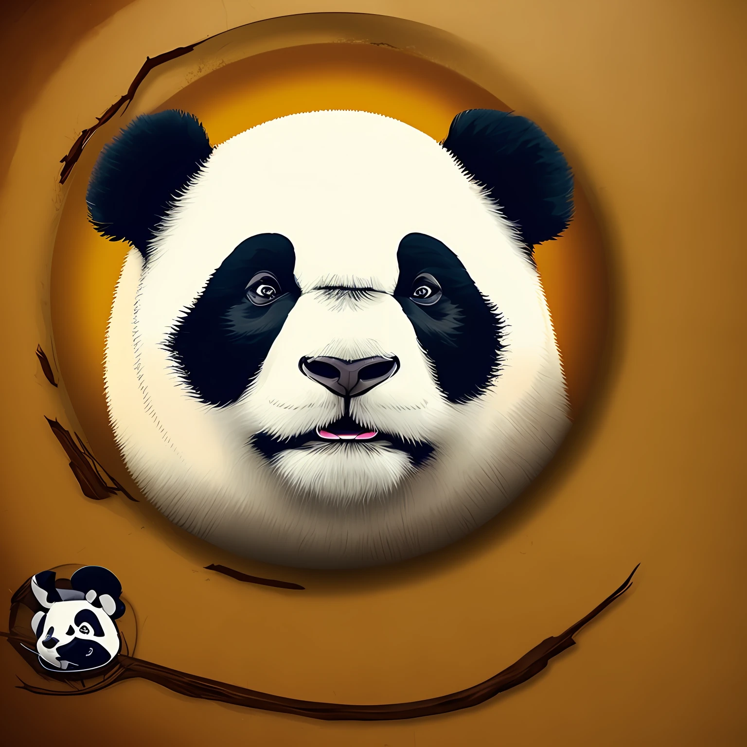 （Super beautiful cartoon 8K avatar）（Circular border）（Cute cartoon panda image）（Three colors:Black and white gray）（In the play）（The look of looking up to the sky）。