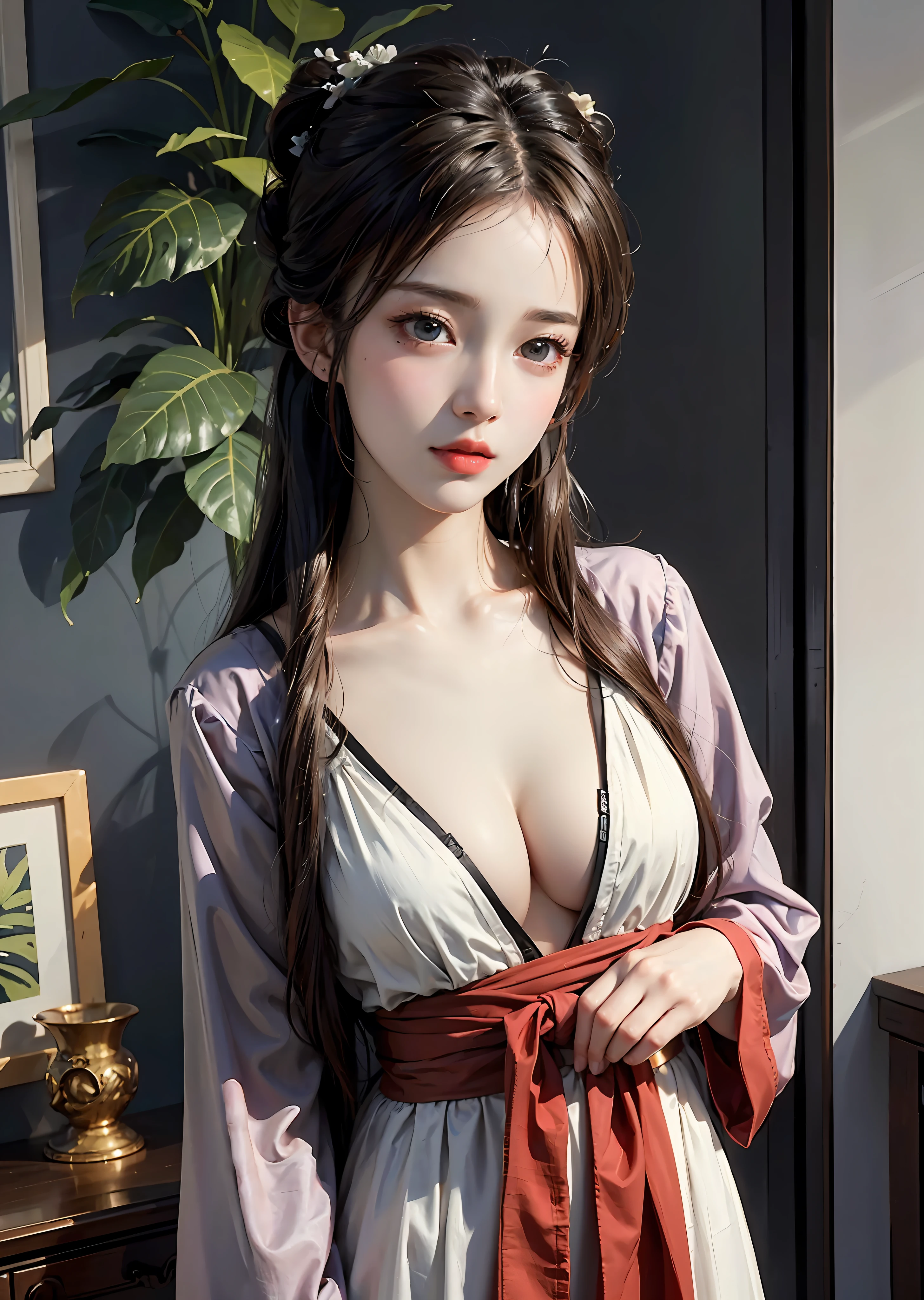 Best quality,Masterpiece,illustration,an extremely deciple and beautiful,Extremely detailed,CG,Unity,8K wallpaper,Amazing,finedetail,Master,Best quality,offcial art,Extremely detailed Cg Unity 8K wallpaper,absurderes，Incredibly Ridiculous res，hugefilesize, ultra - detailed, A high resolution, The is very detailed, Liuhai, Nice detailed girl, very detailed eyes and faces, Beautiful detailed eyes, light in face,(Hanfu:1.1),1girll, full bodyesbian, Full body photo, wie z_swarm