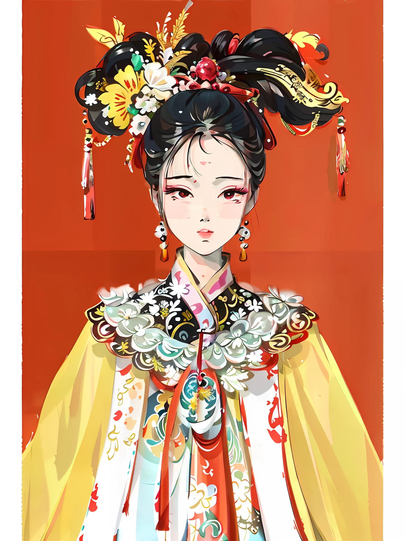 a close up of a woman wearing a colorful dress and a hat, palace , a girl in hanfu, wearing ancient chinese clothes, artwork in the style of guweiz, chinese princess, a beautiful fantasy empress, inspired by Lan Ying, ancient chinese princess, beautiful character painting, inspired by Qiu Ying, portrait of a young empress, chinese empress