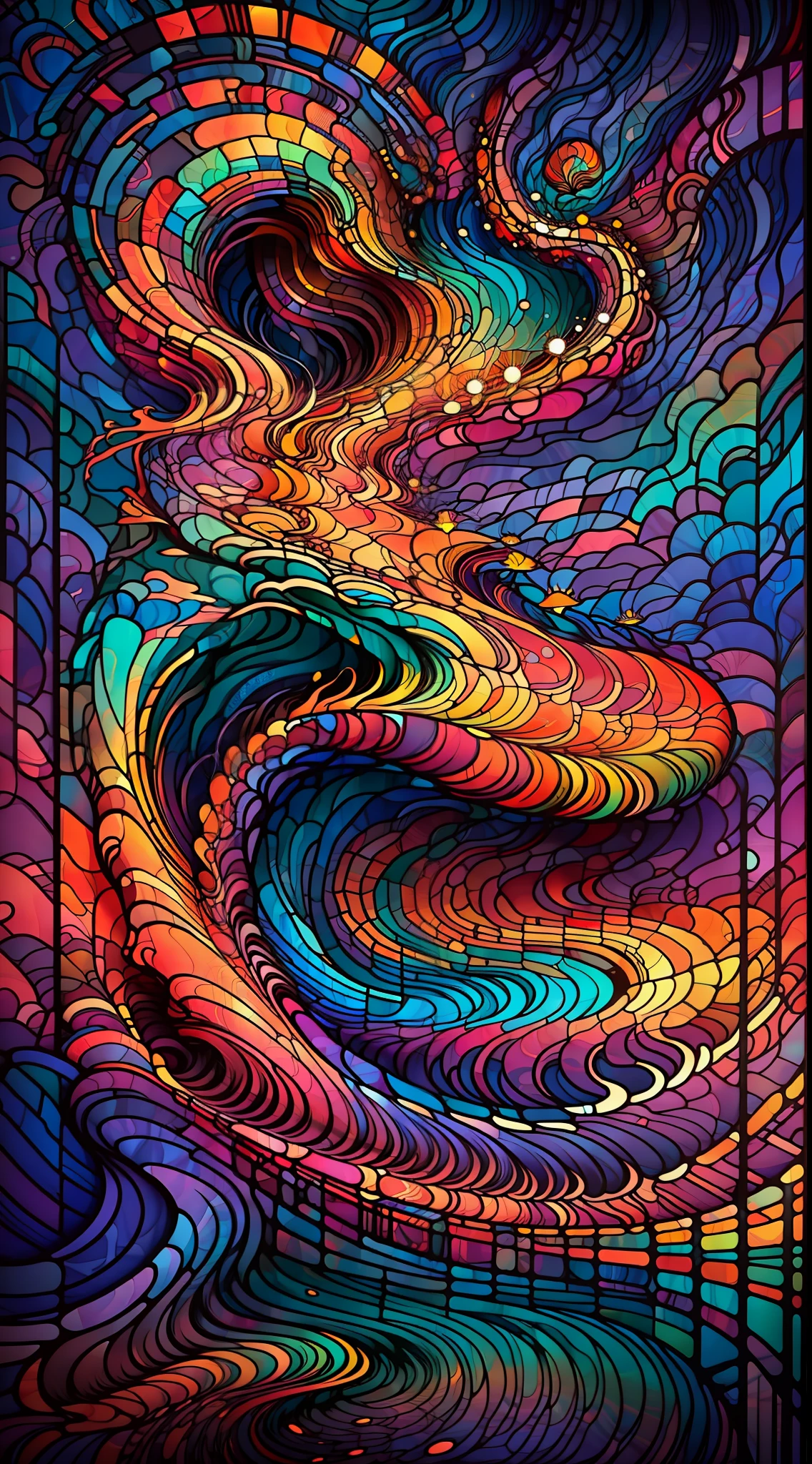 Bright colors, thick lines, waves, multi-layered, foreground, vista, fractal thunder Dammford, Dammenford and Alex gray style, psychedelic surrealist art, surrealist psychedelic design, fantasy art style, illusion psychedelic art, infinite psychedelic waves, inspired by Cyril Rolando, real ripple structure, psychedelic art style, psychedelic art, psychedelic illustration - V6