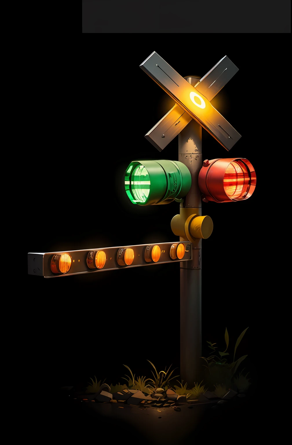 Railway signal lights,maximalist details,Cartoon style,Clash Royale style,clash of clans style,Fork cards,red lights,lever,Minimalist style