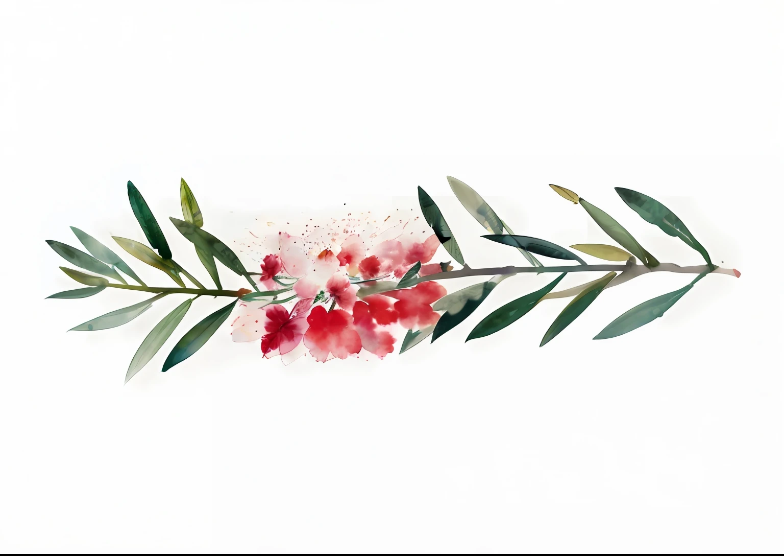 there is a watercolor painting of a pink flower on a branch, bottlebrush, Eucalyptus, Botanical illustration, botanical watercolors, A illustration, Watercolor painting, realistic watercolour, botanical art, botanical artwork, Botanical illustration, A plant, botanical watercolors, Flora Print, botanic foliage, botanical drawing, botanicals, botanical artwork, botanical art, Botanical illustration, botanical drawing, flowers and foliage, botanic foliage, A plant, A illustration, botanical photo, illustration, Flora Print, botanical background, botanical watercolors, author：Ayako hexagon, author：Maria Johanna Geertz