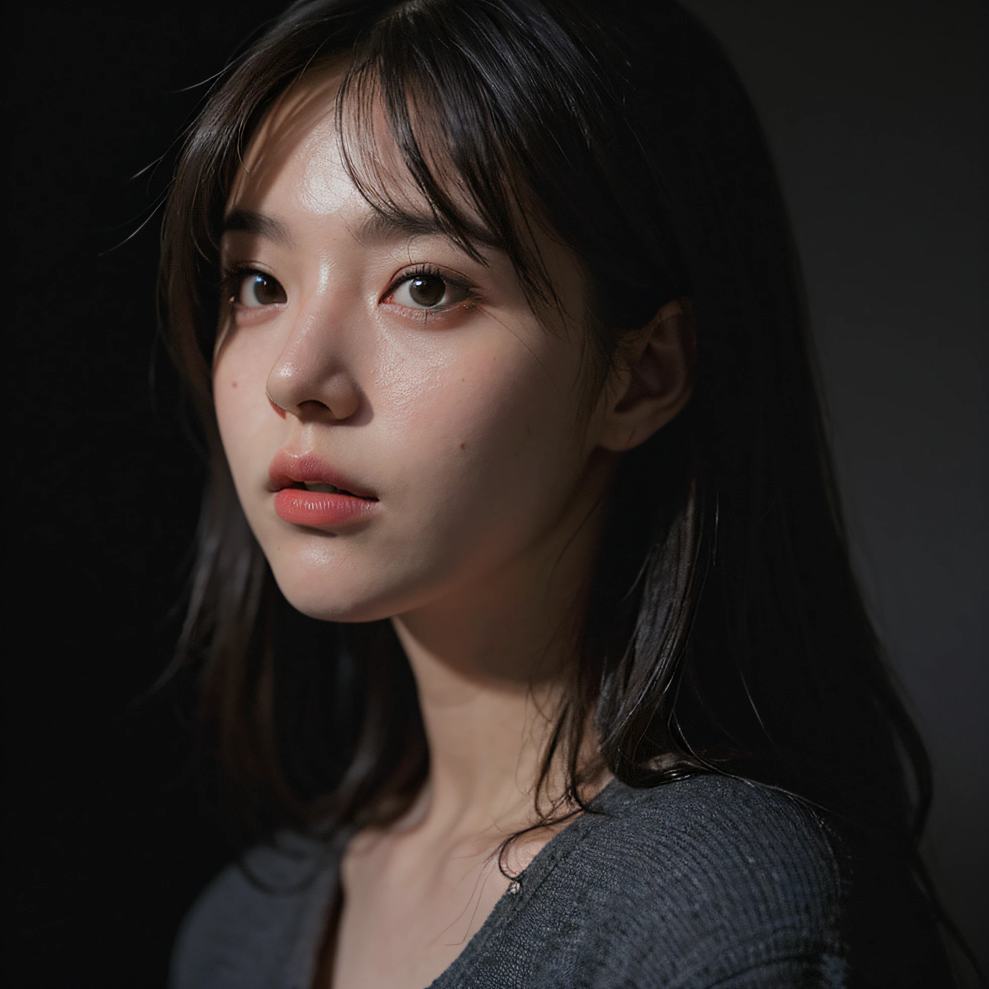 Best quality, masterpiece, ultra high res, (photorealistic:1.4), raw photo, 1girl, in the dark, deep shadow, low key, cold light --auto