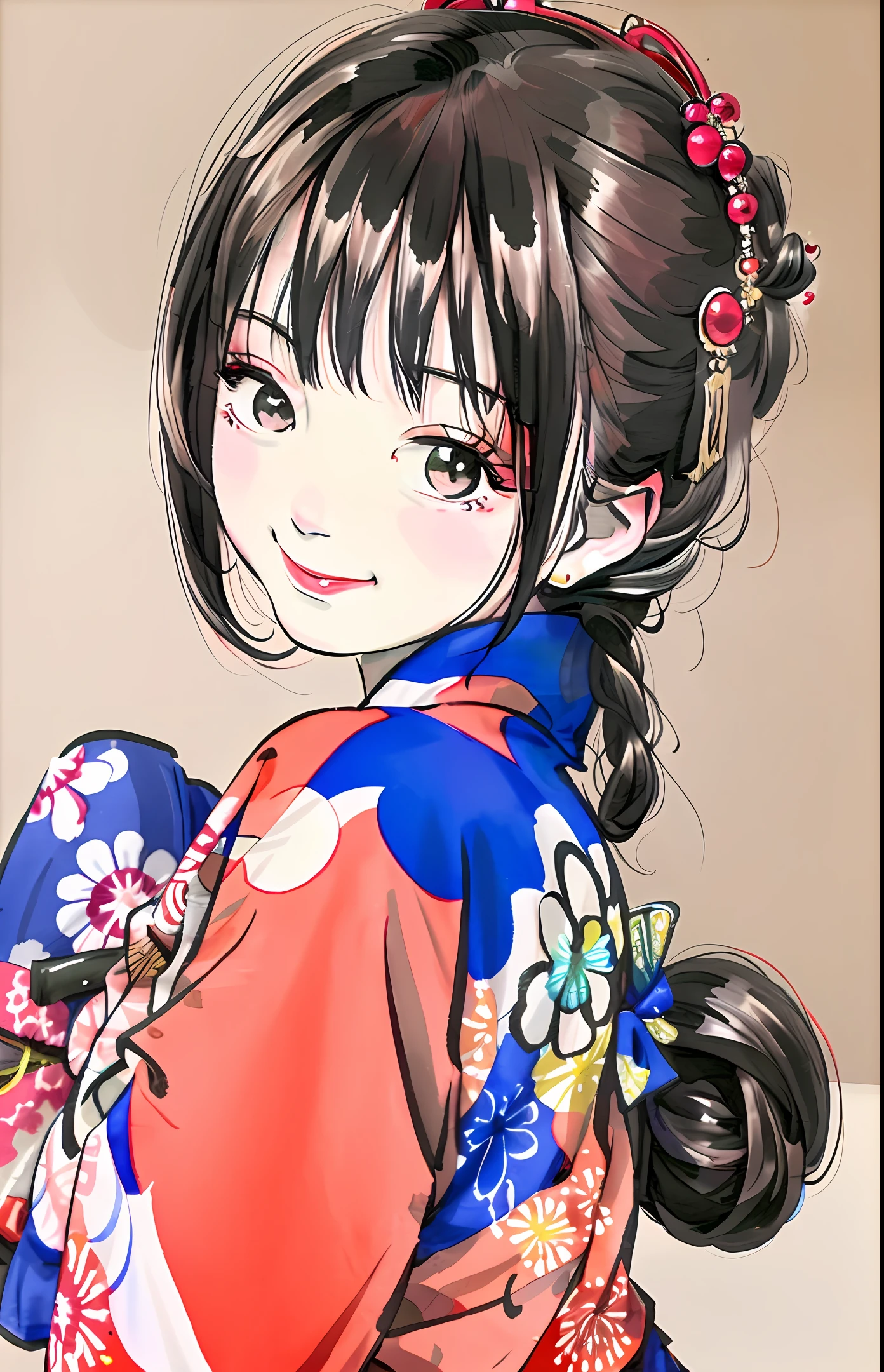 masterpiece, highres, best quality, 1girl solo, kamisato_ayaka, smile, kimono