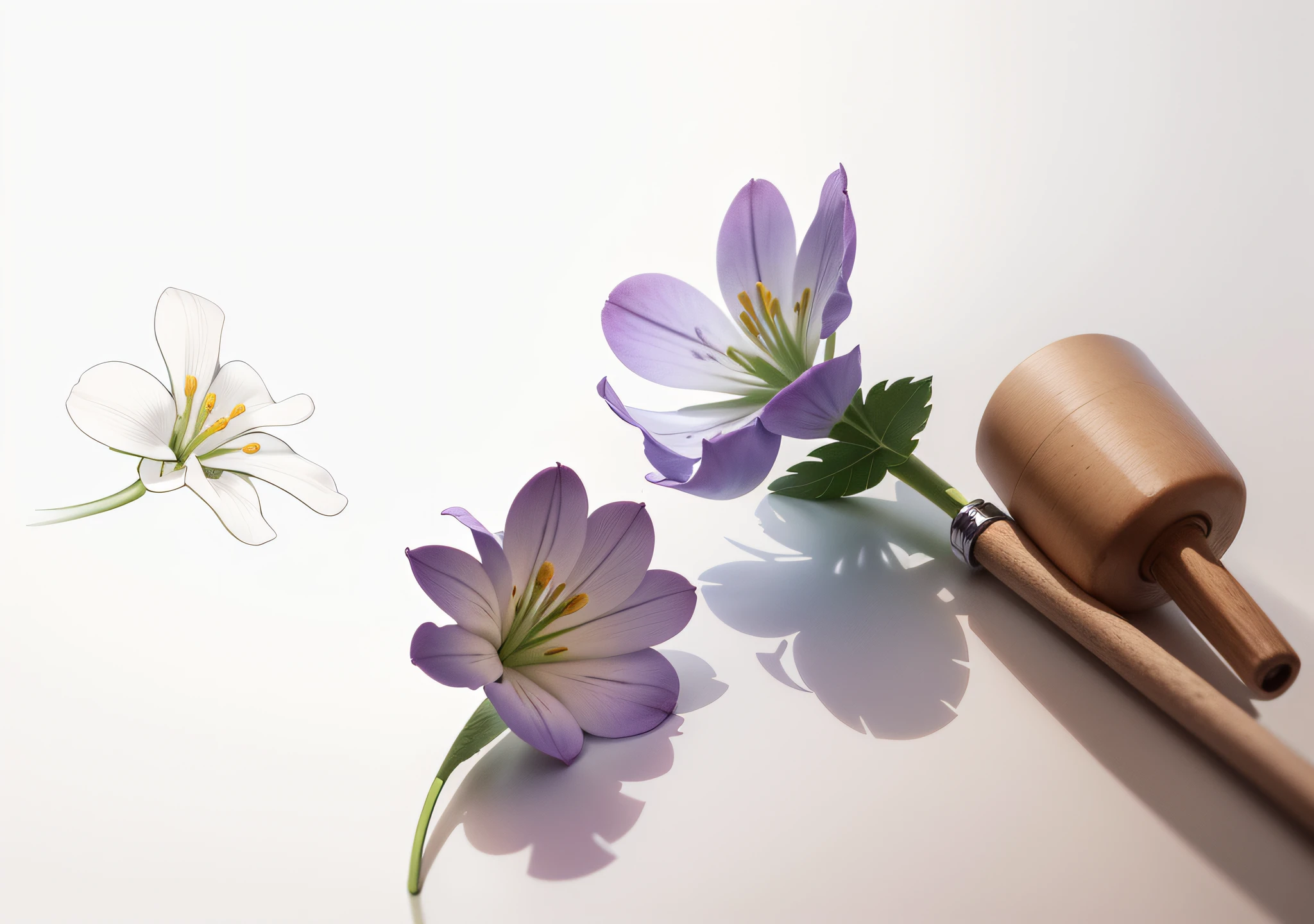 Line drawings are colored,White oil paulownia flower,Clean background, --auto
