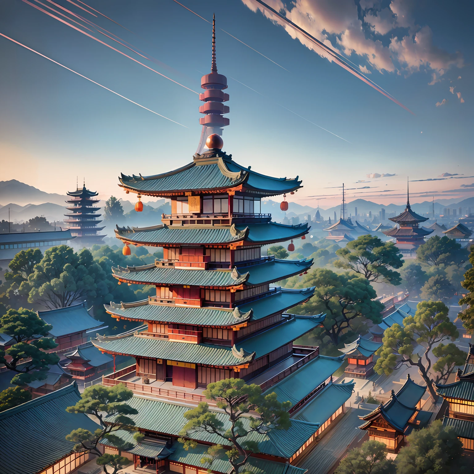 viewed from bird's-eye,The Palace Museum,the setting sun,High-definition large image,the emperor,retinue,the setting sun --auto
