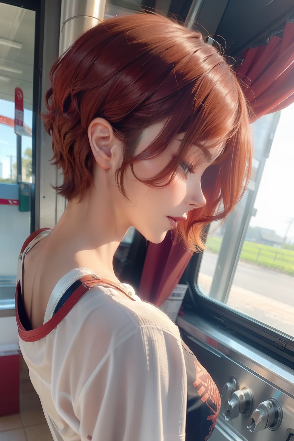 Mechanical wind，short detailed hair