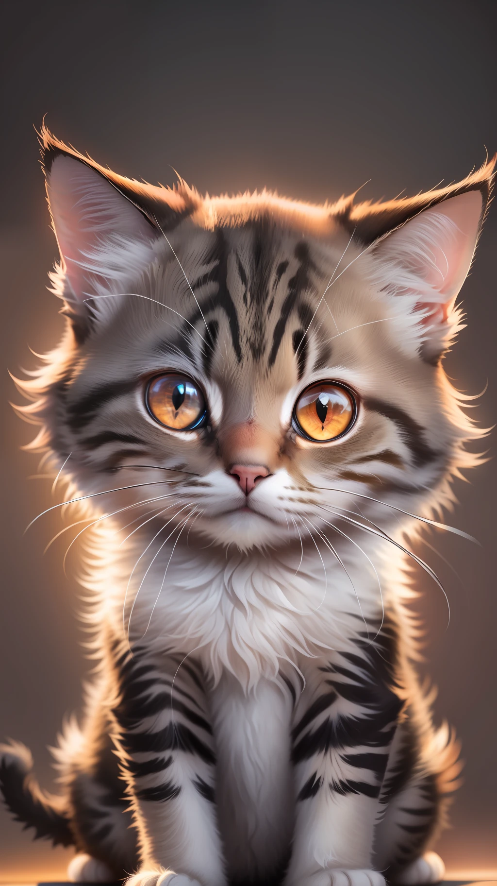 cute cat,baby cute in dark night and cat eye is glowing red light, high quality,high resolution,dark background