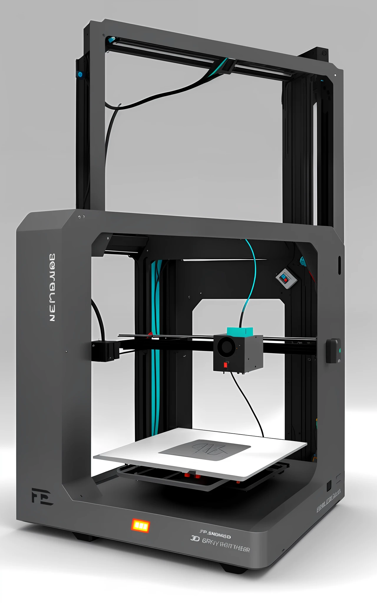 3D printers，FDM，Gray White Background，
