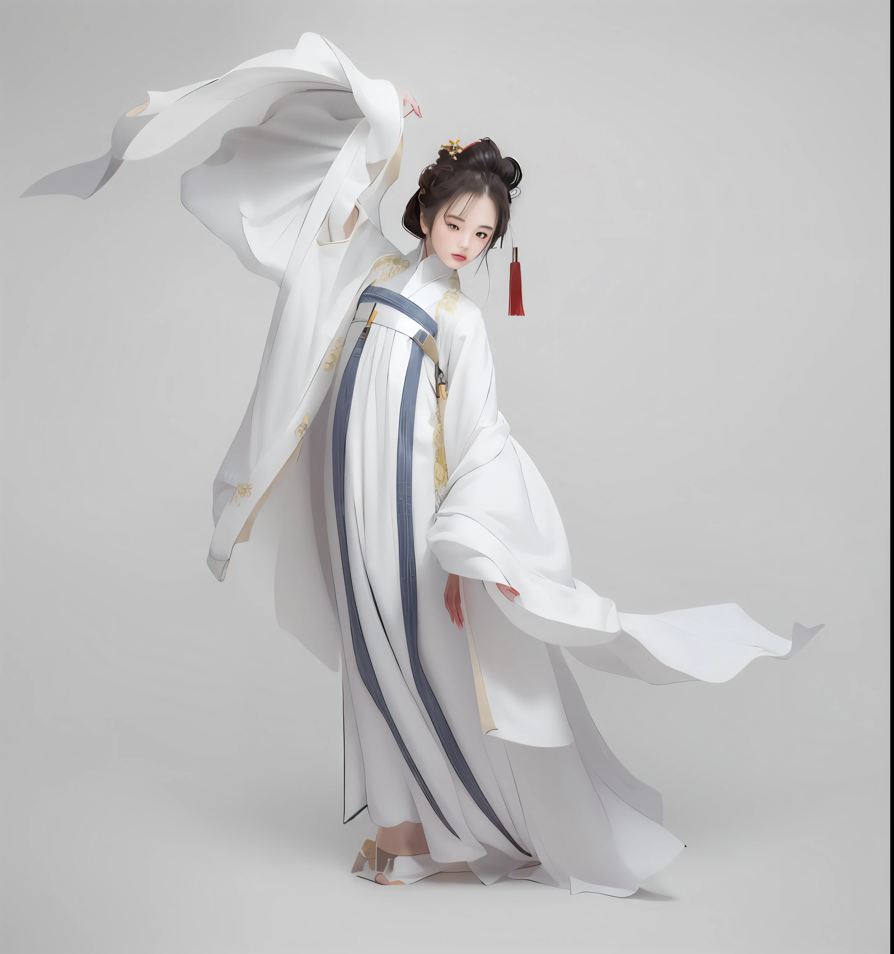 Best quality, Master, A high resolution, Wuxia 1girl, china dress, Super beautiful face, super beautiful eye, Super beautiful hair,White background,Best quality, Master, A high resolution, Wuxia 1girl, china dress, Super beautiful face, super beautiful eye, Super beautiful hair ,a drawing,Woman in kimono dress holding a fan, flowing hair and long robes, Inspired by Qiu Ying, wearing a long flowing robe, inspired by Yun Du-seo, Wearing ancient Chinese clothes, inspired by Zhu Derun, Flowing robes, inspired by Shin Saimdang, inspired by Gu Kaizhi, inspired by Yun-Fei Ji